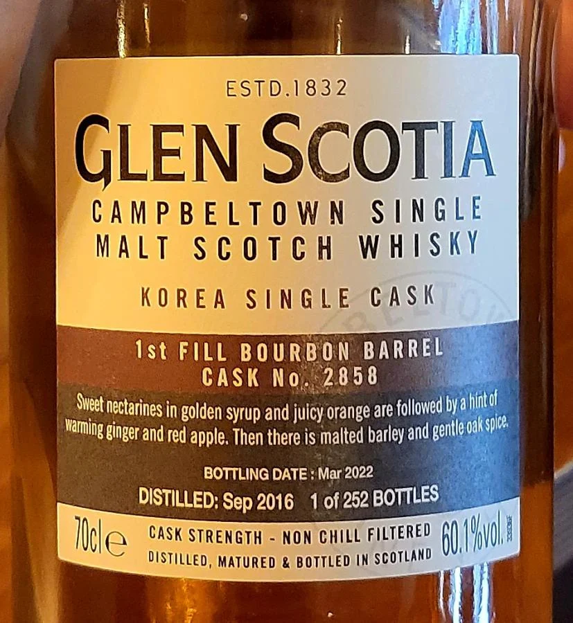 Glen Scotia 2016 Korea Single Cask Campbeltown Single Malt Scotch Whisky | 700ML - Whiskey