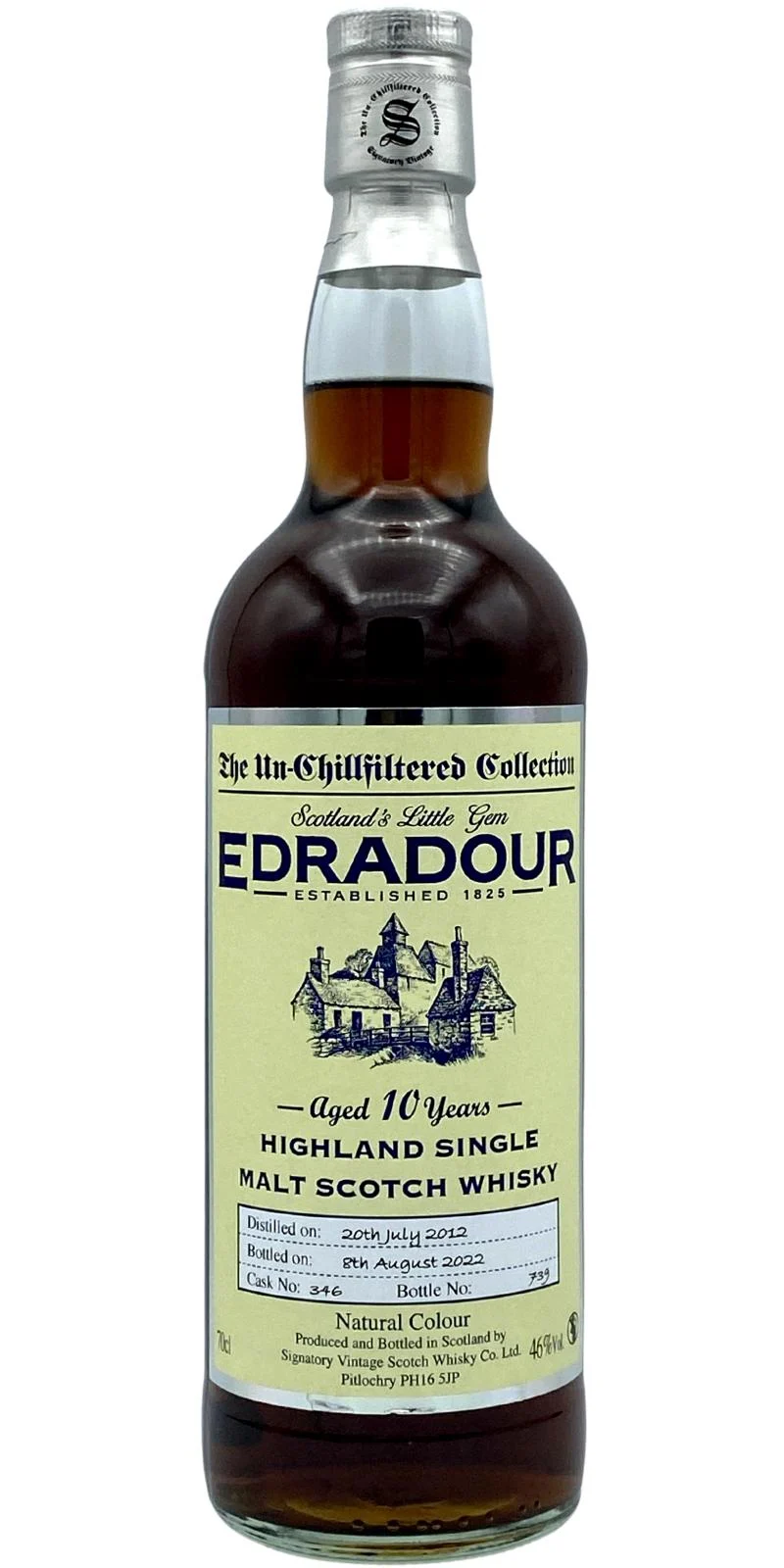 Edradour 10 Year Old (D.2012, B.2022) Cask No.346 Signatory Vintage Scotch Whisky | 700ML - Whiskey