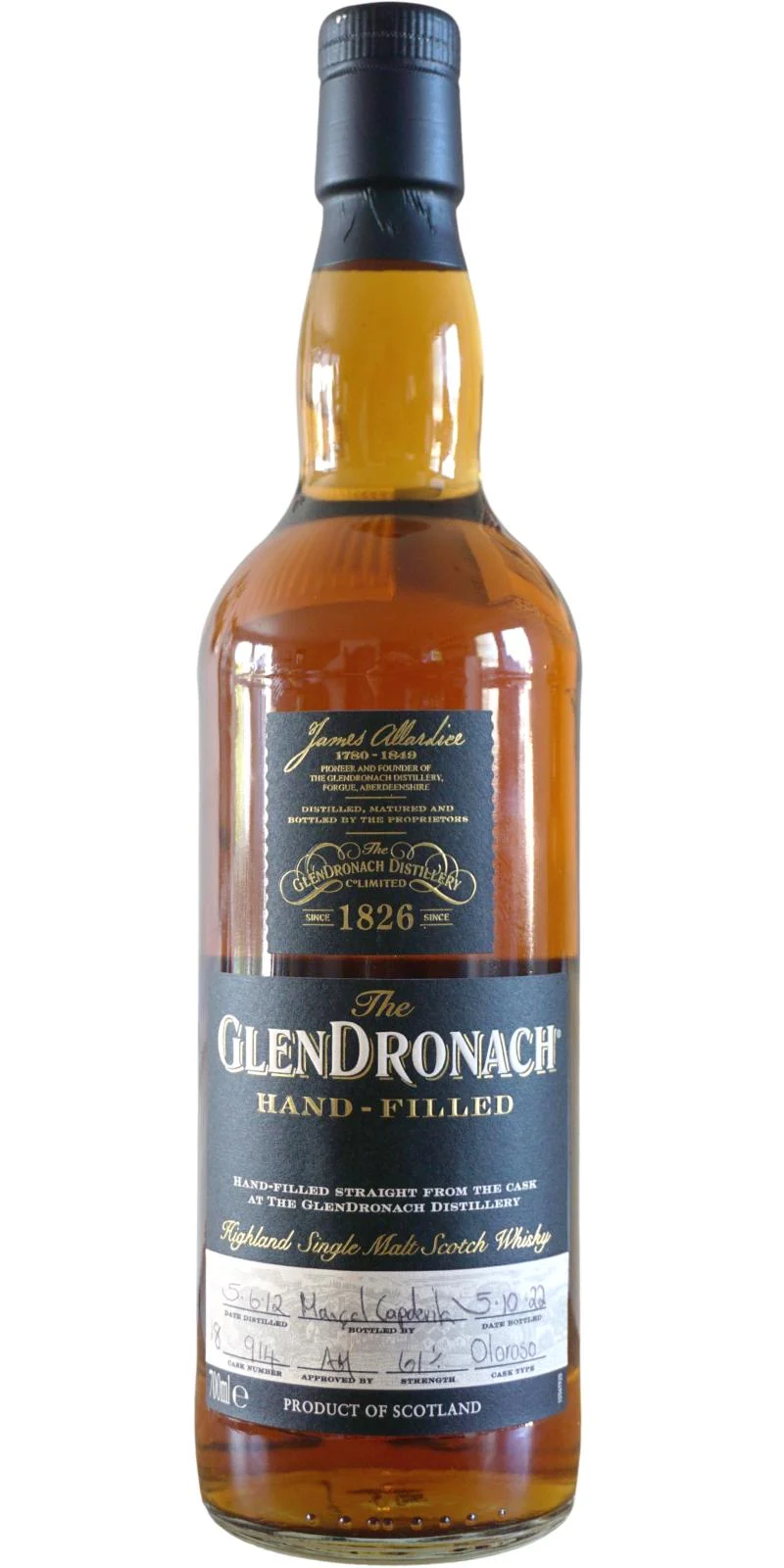 Glendronach 2012 Llenado a mano en la destilería Highland Single Malt Scotch Whisky | 700ML