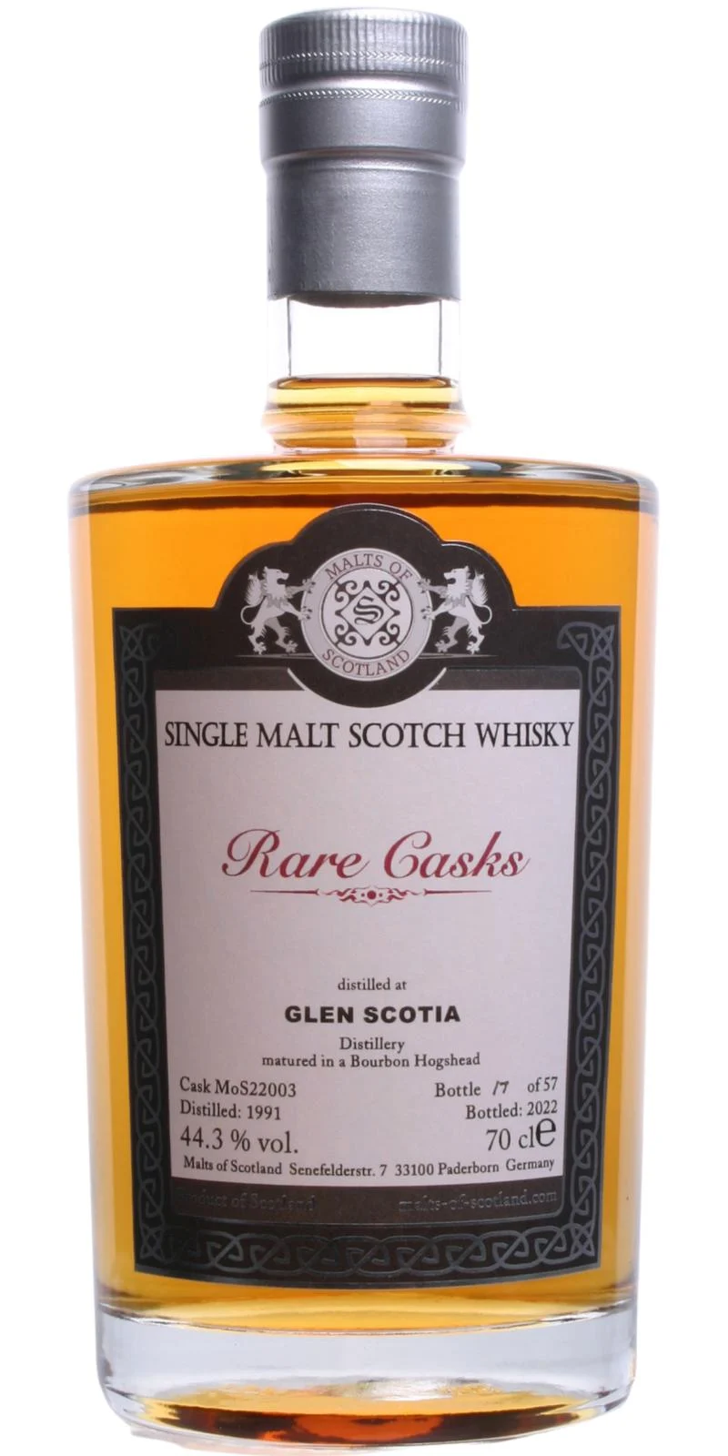 Glen Scotia 1991 (Maltas de Escocia) Whisky escocés de malta única de Rare Casks Range | 700ML