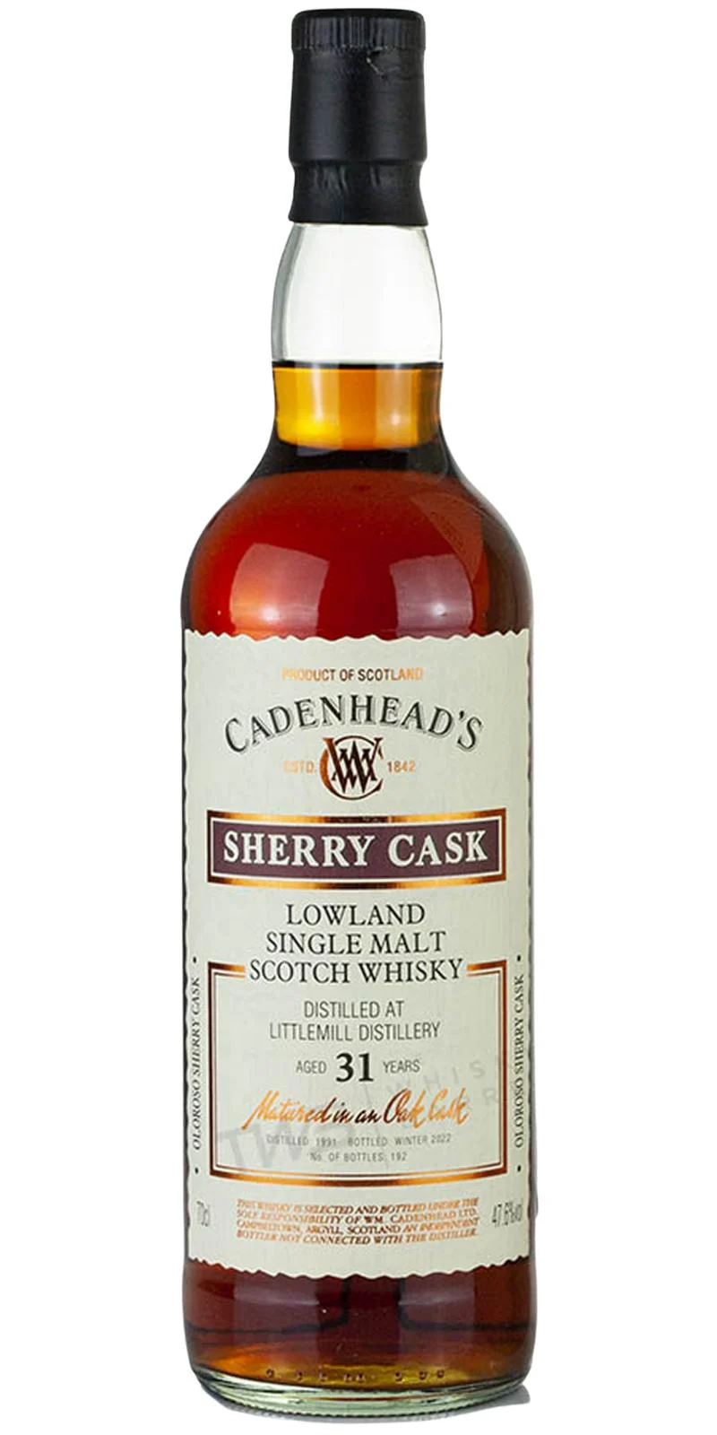 Littlemill 1991 (Cadenhead's) Wood Range - Sherry Cask Scotch Whisky | 700ML