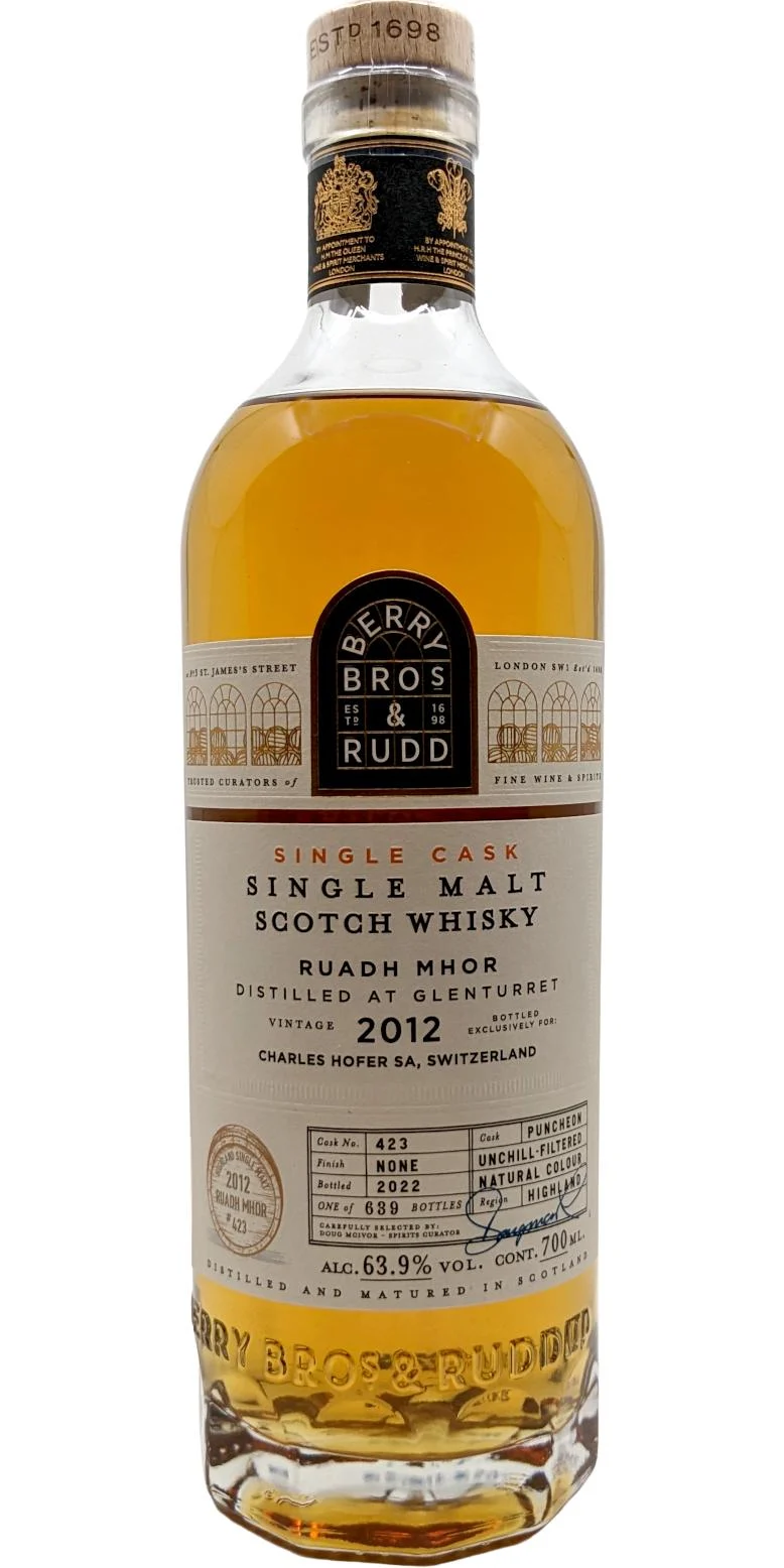 Ruadh Mhor 2012 (Berry Bros & Rudd) 2022 Release (Cask #423) Single Malt Scotch Whisky | 700ML - Whiskey