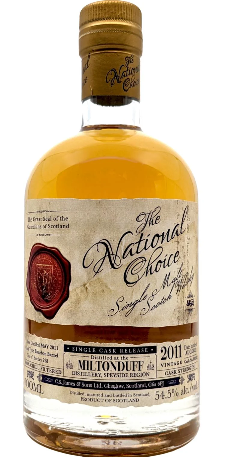Miltonduff 2011 (CS James & Sons Ltd) The National Choice Single Malt Scotch Whisky | 700ML - Whiskey