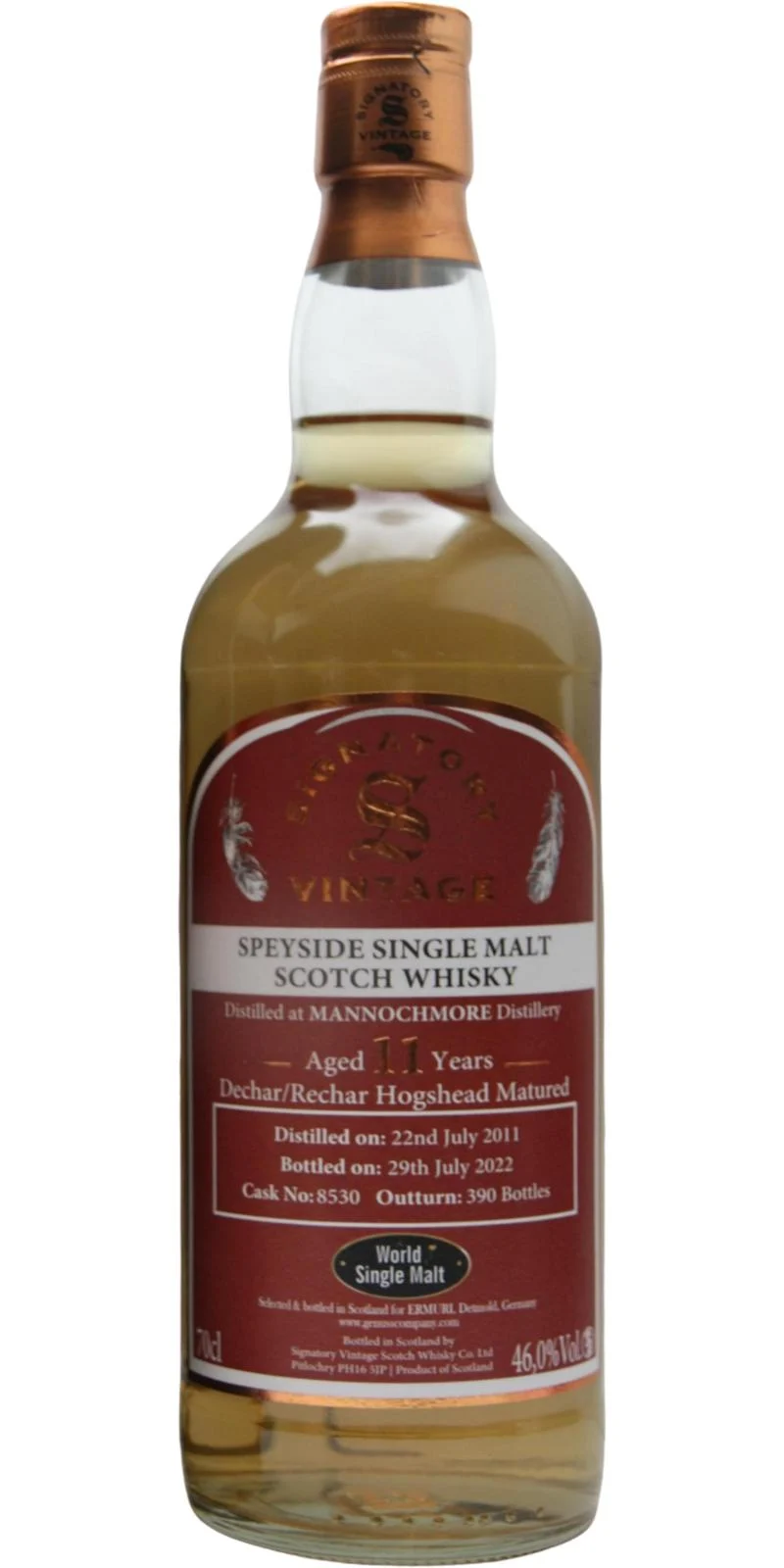 Mannochmore 2011 Signatory Vintage 8 Year Old World Single Malt Scotch Whisky | 700ML - Whiskey