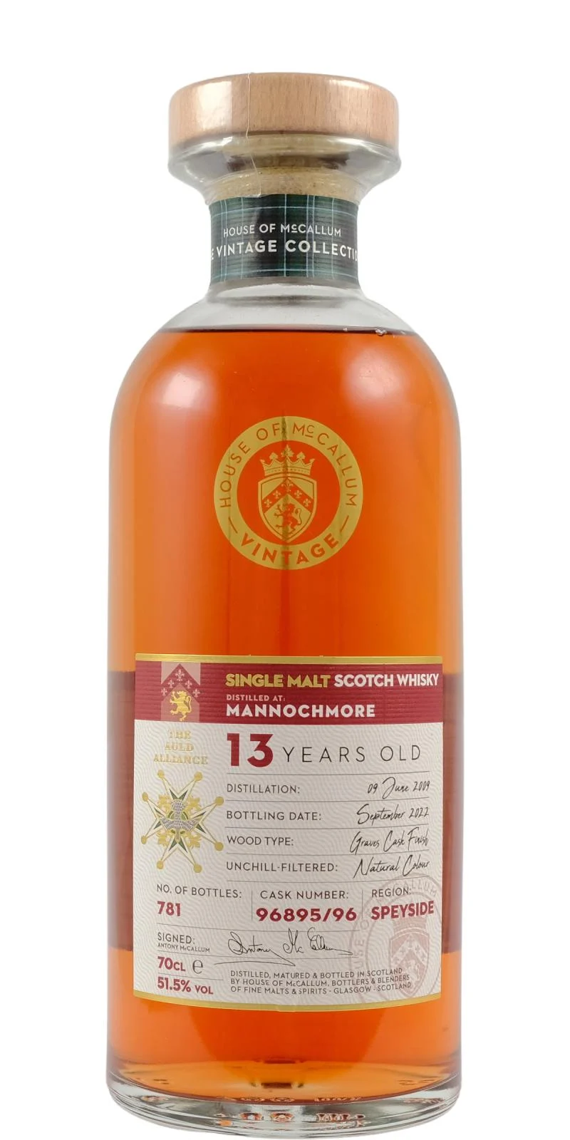 Mannochmore 2009 House of McCallum 13 Year Old Single Malt Scotch Whisky | 700ML - Whiskey