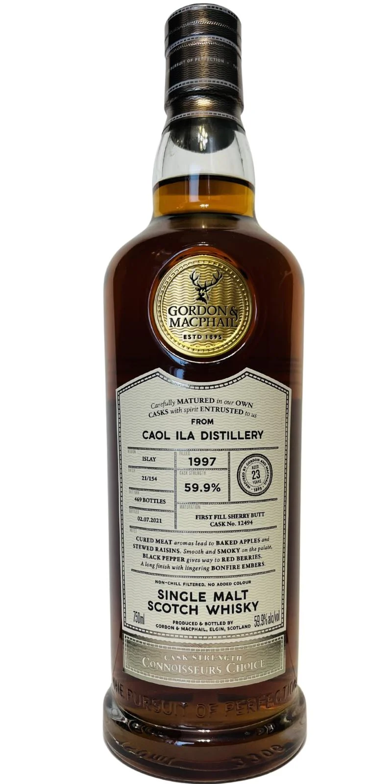 Gordon & Macphail Caol Ila 23 year old First Fill Sherry Butt # 12494 Cask Strength Connoiseur's Choice 1997 Scotch Whisky - Whiskey