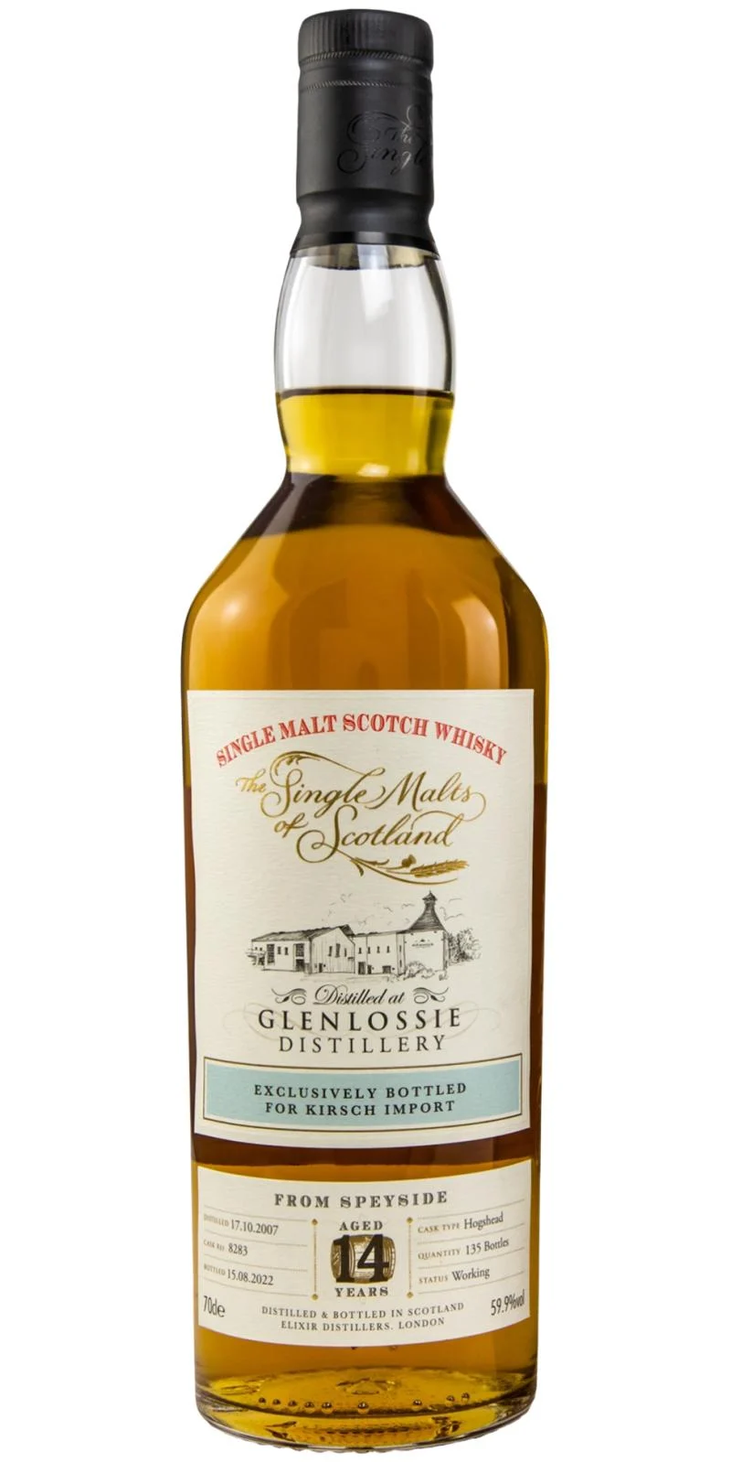 Glenlossie 2007 (Elixir Distillers) The Single Malts of Scotland 14 Year Old 2022 Release (Cask #8283) Single Malt Scotch Whisky | 700ML - Whiskey