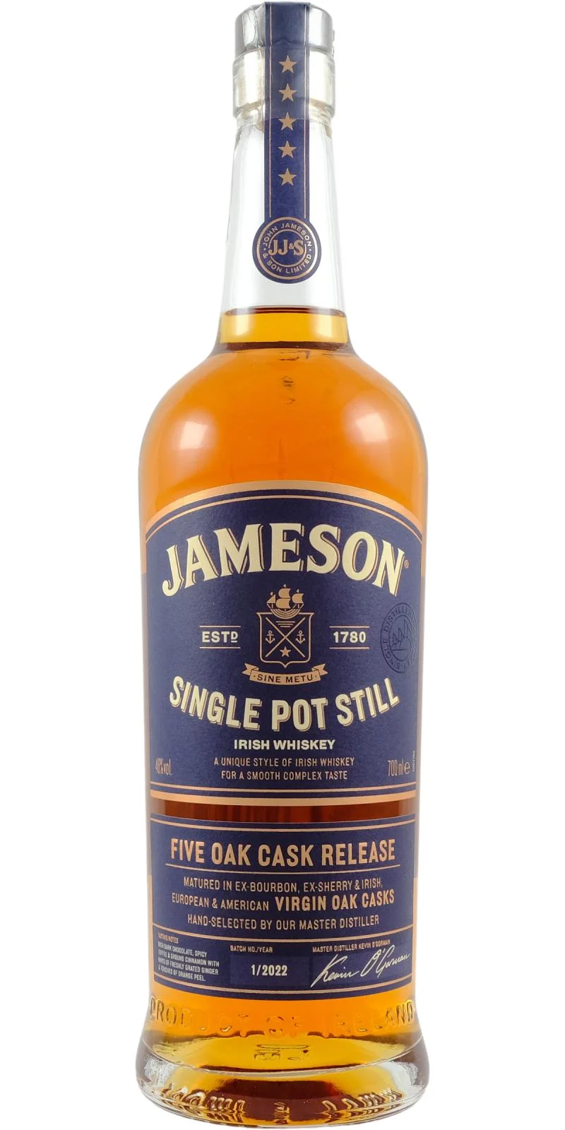 Jameson Single Pot Still Five Oak Cask Release Single Pot Still Irish Whiskey | 700ML