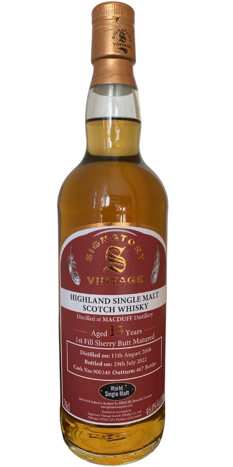 Macduff 2008 (Signatory Vintage) (13 Year Old) World Single Malt Whisky | 700ML - Whiskey