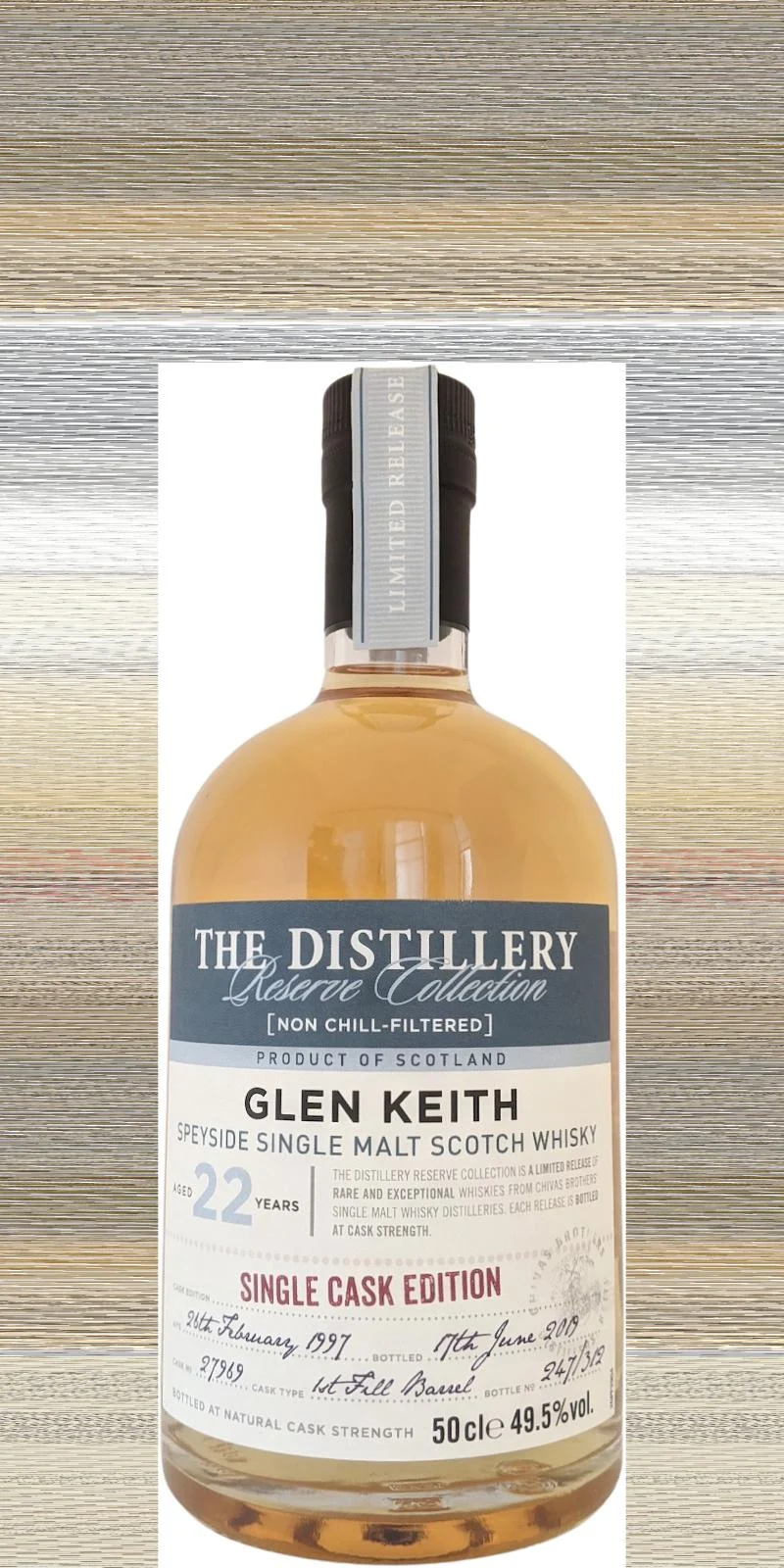 Glen Keith 1997 The Distillery Reserve Collection (Cask #27969) 22 Year Old 2019 Release Single Malt Scotch Whisky | 500ML - Whiskey