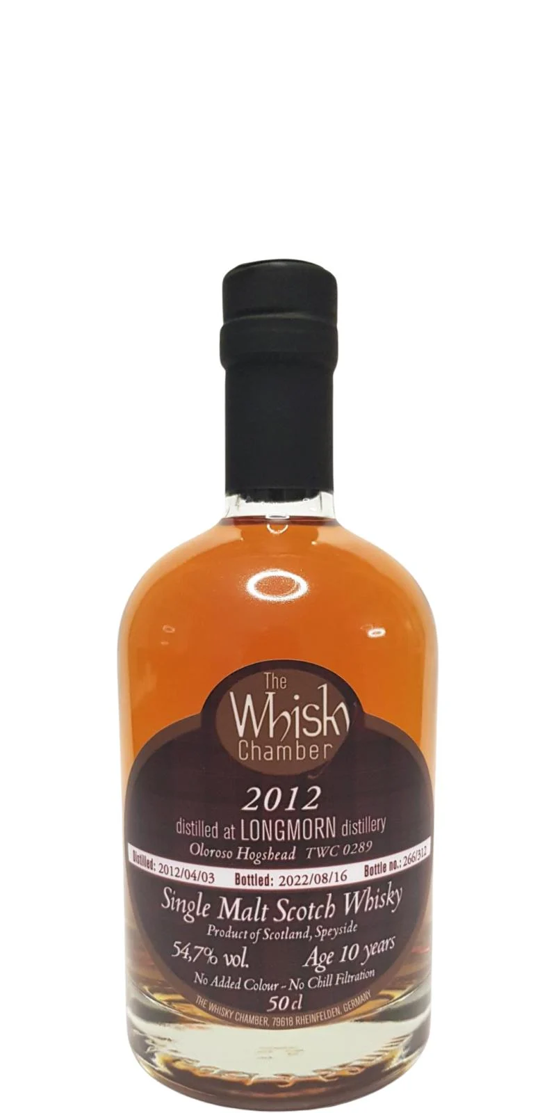 LonGordon & MacPhailorn 2012 The Whisky Chamber Whisky escocés de pura malta de 10 años | 500ML