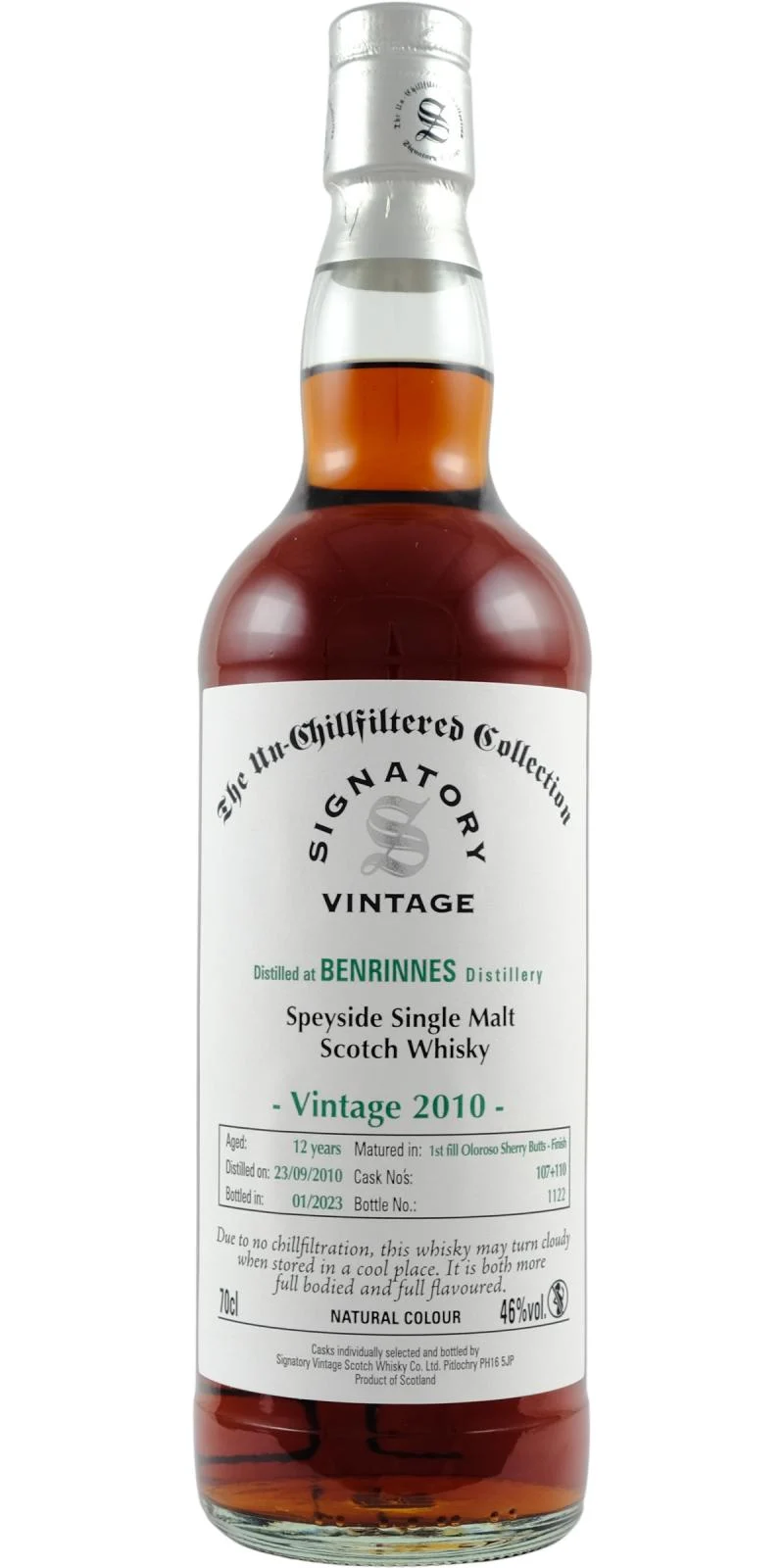 Benrinnes Signatory Vintage 2010 12 Year Old Whisky | 700ML - Whiskey