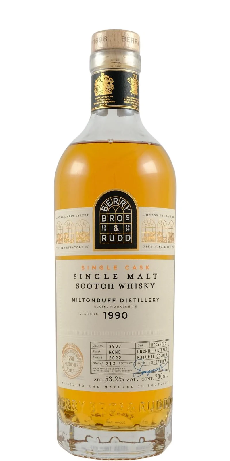 Miltonduff 1990 (Berry Bros & Rudd) Single Cask 2022 Release (Cask #3807) Single Malt Scotch Whisky | 700ML - Whiskey