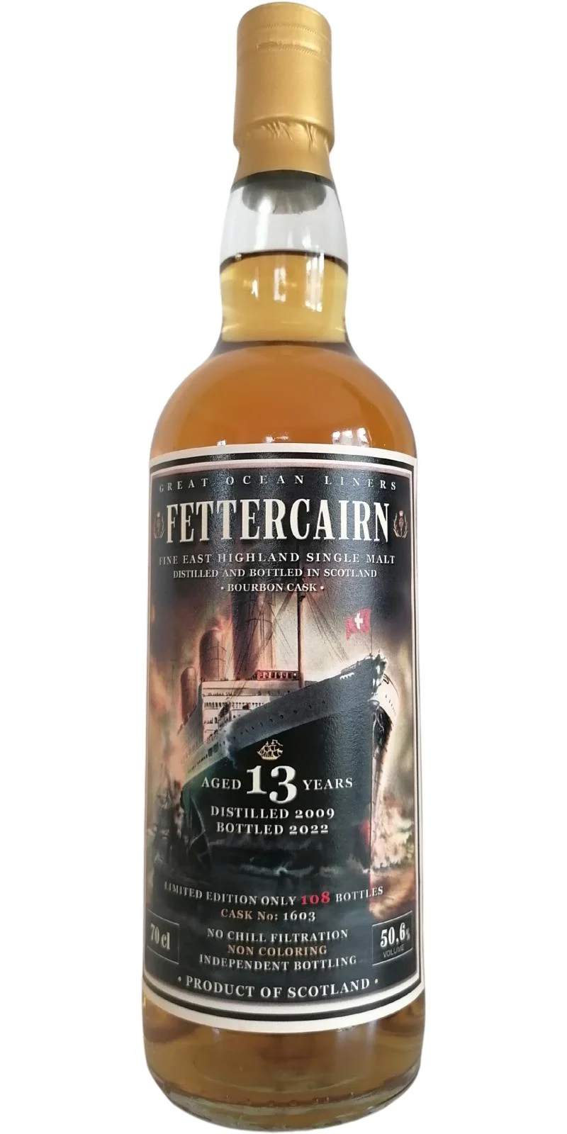 Fettercairn 2009 Jack Wiebers Great Ocean Liners 13 Year Old Single Malt Scotch Whisky | 700ML - Whiskey