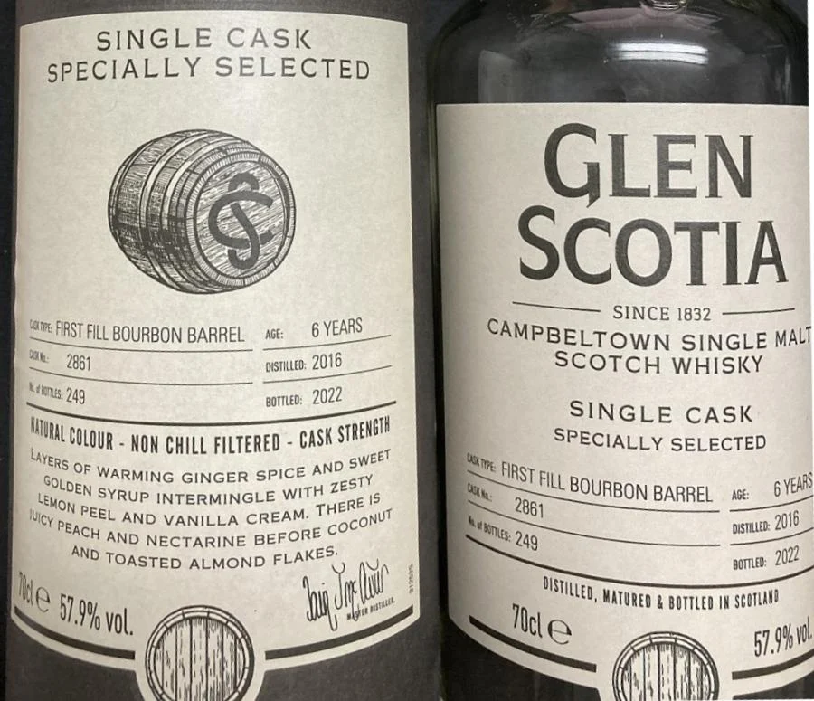 Glen Scotia 2016 Single Cask - Specially Selected 6 Year Old Single Malt Scotch Whisky | 700ML