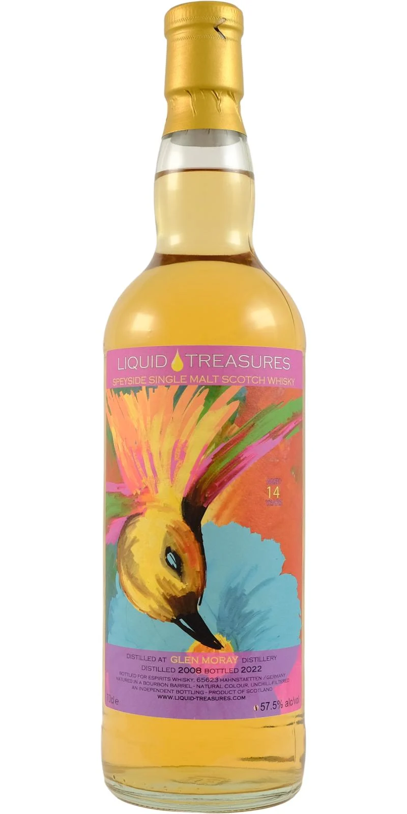 Glen Moray 2008 (Liquid Treasures) 14 Year Old 2022 Release Speyside Single Malt Scotch Whisky | 700ML - Whiskey