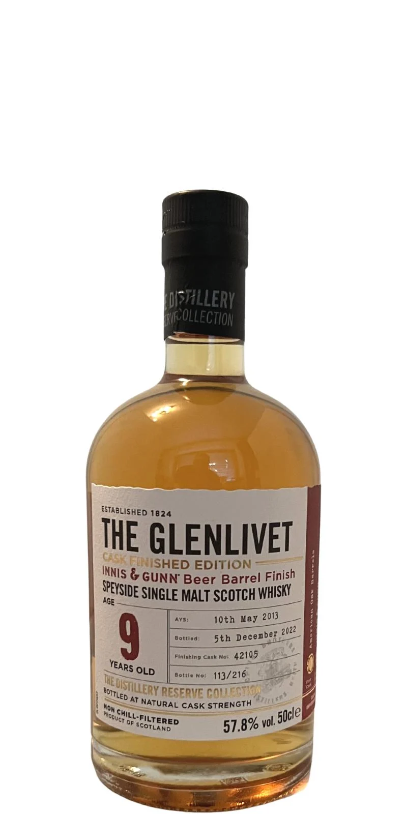 Glenlivet 2013 The Distillery Reserve Collection 9 Year Old 2022 Release (Cask #42105) Single Malt Scotch Whisky | 500ML - Whiskey