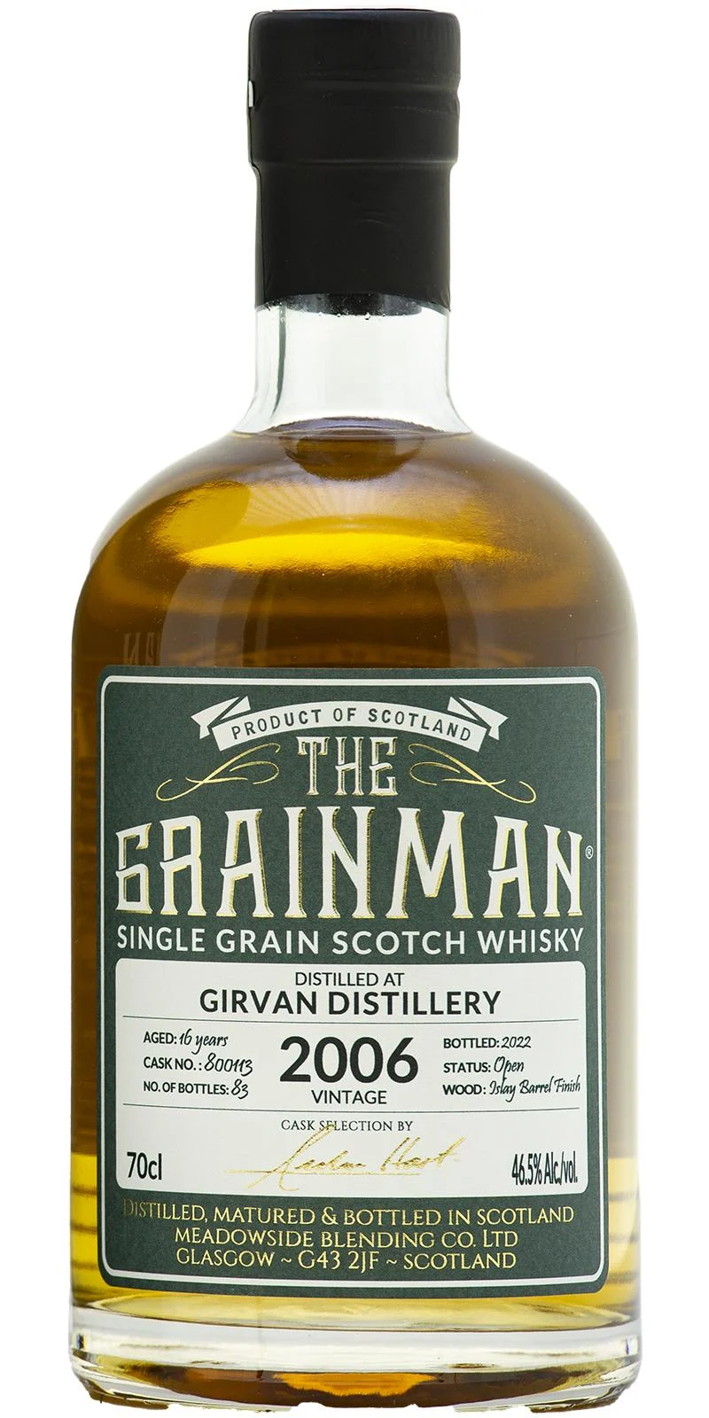 Girvan 2006 Meadowside Blending The Grainman 16 Year Old Single Grain Scotch Whisky | 700ML - Whiskey