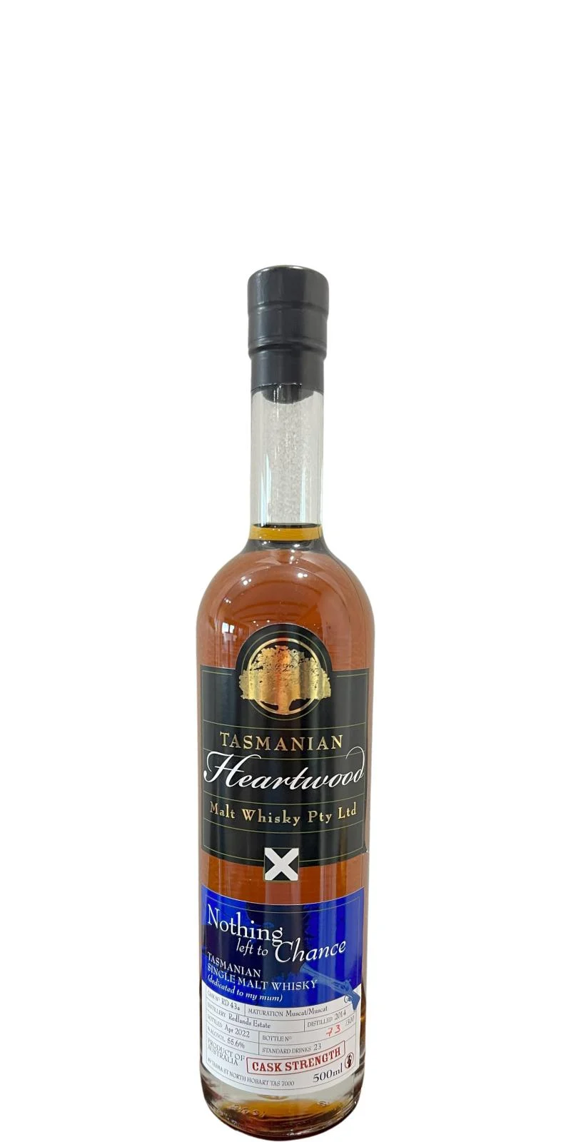 Heartwood 2014 Nothing left To Chance Tasmanian Single Malt Whisky | 500ML - Whiskey