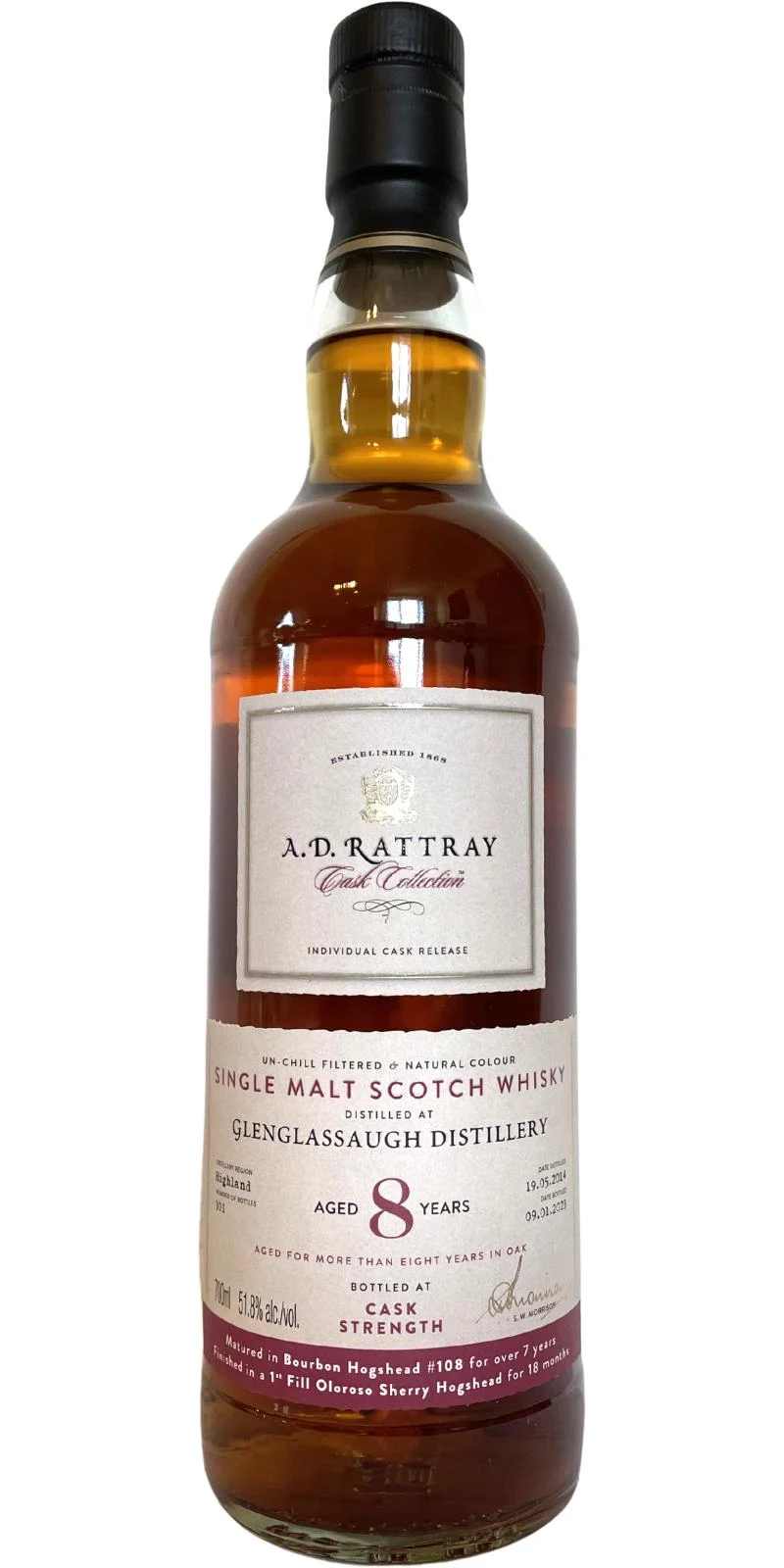Glenglassaugh 8 Year Old A.D. Rattray Cask Strength Scotch Whisky | 700ML - Whiskey
