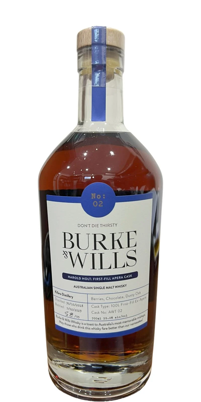 Burke & Wills 2018 No 2 Harold Holt First Fill Apera Cask Single Malt Whisky | 700ML - Whiskey