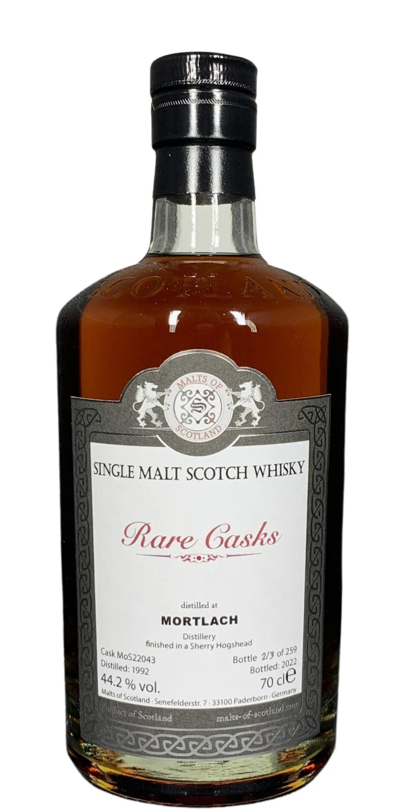 Mortlach 1992 Malts of Scotland Rare Casks Range Scotch Whisky | 700ML - Whiskey