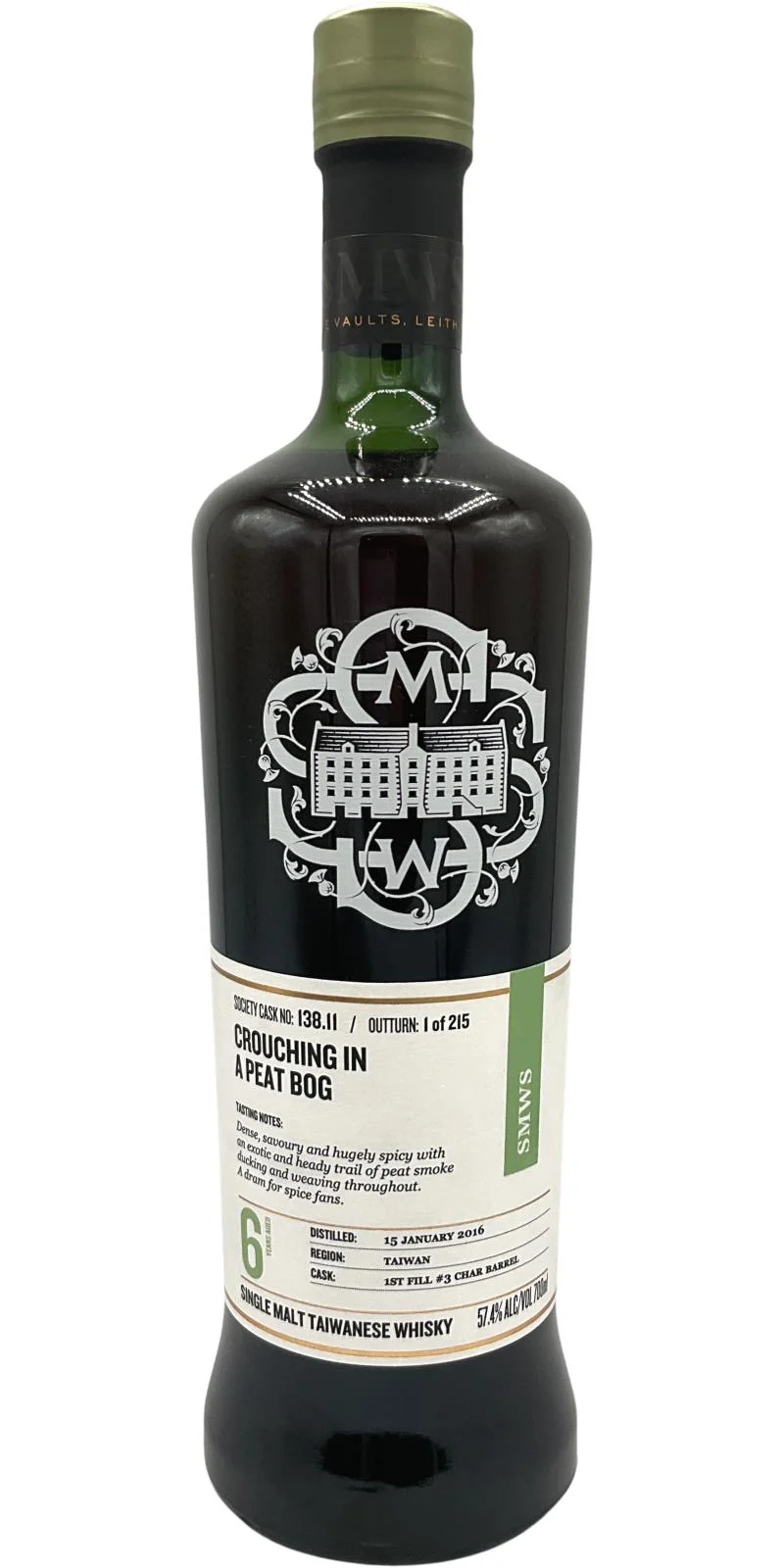 Nantou 2016 (The Scotch Malt Whisky Society) 138.11 Crouching peat, hidden piggy (6 Year Old) Single Taiwanese Whisky | 700ML - Whiskey