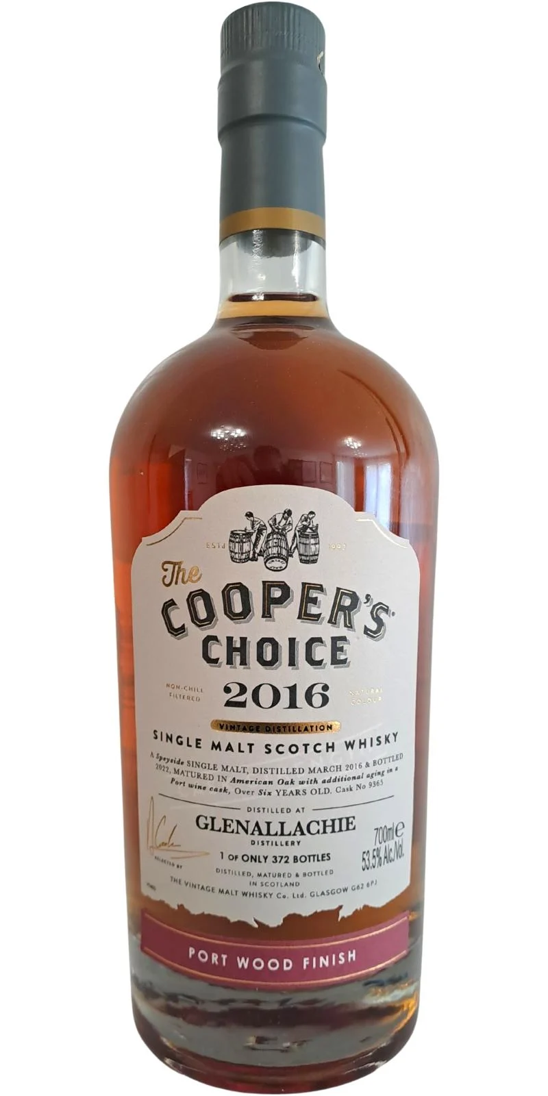 Glenallachie 2016 VM The Cooper's Choice 6 Year Old 2022 Release Cask #9365 Single Malt Scotch Whisky | 700ML - Whiskey