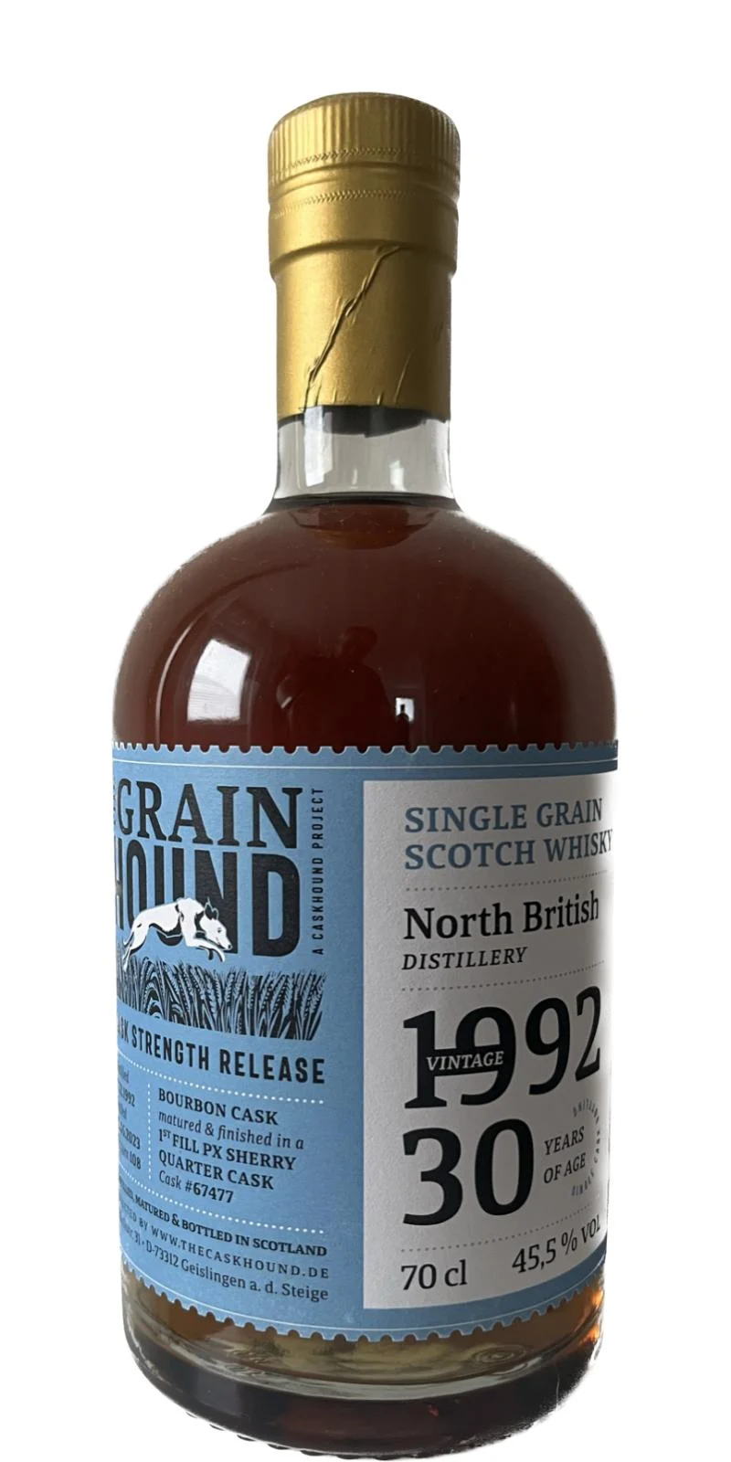 North British 1992 (The Caskhound) The Grainhound 30 Year Old Scotch Whisky | 700ML - Whiskey
