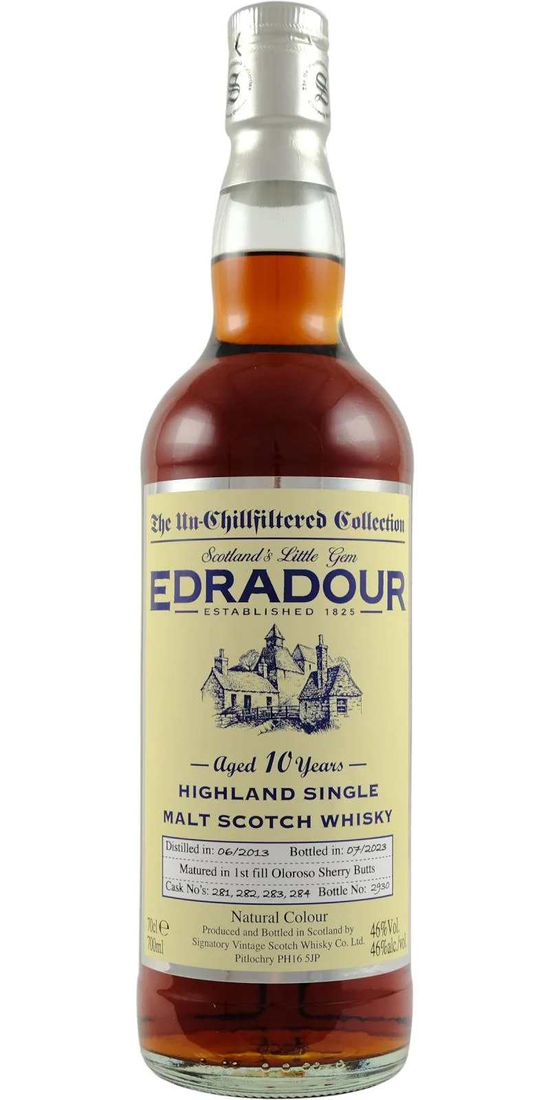 Edradour 10 años (D.2013, B.2023) Whisky escocés vintage signatario de múltiples barricas | 700ML - Whiskey