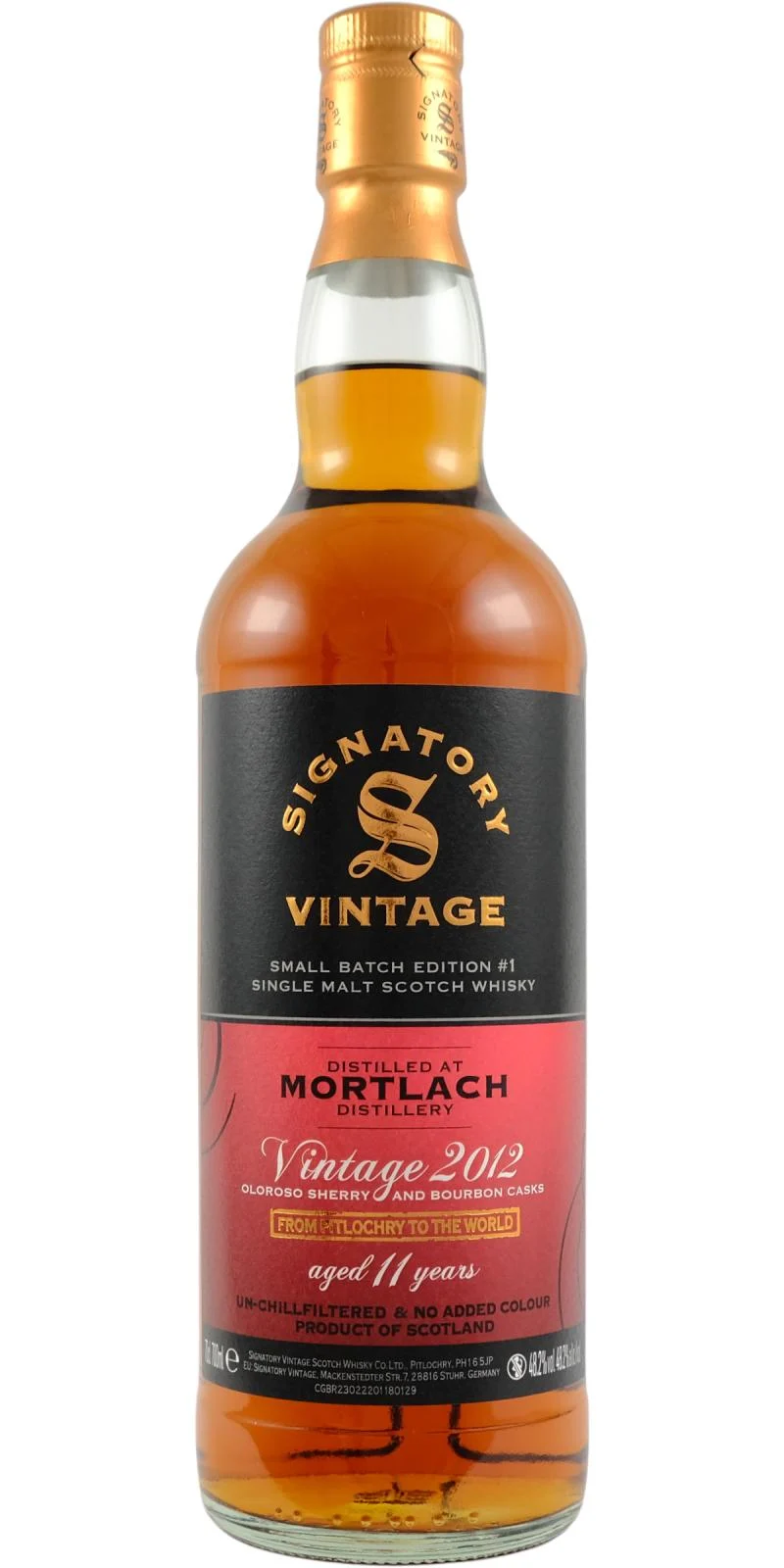 Mortlach Vintage 2012 (12 años) Whisky escocés vintage signatario | 700ML