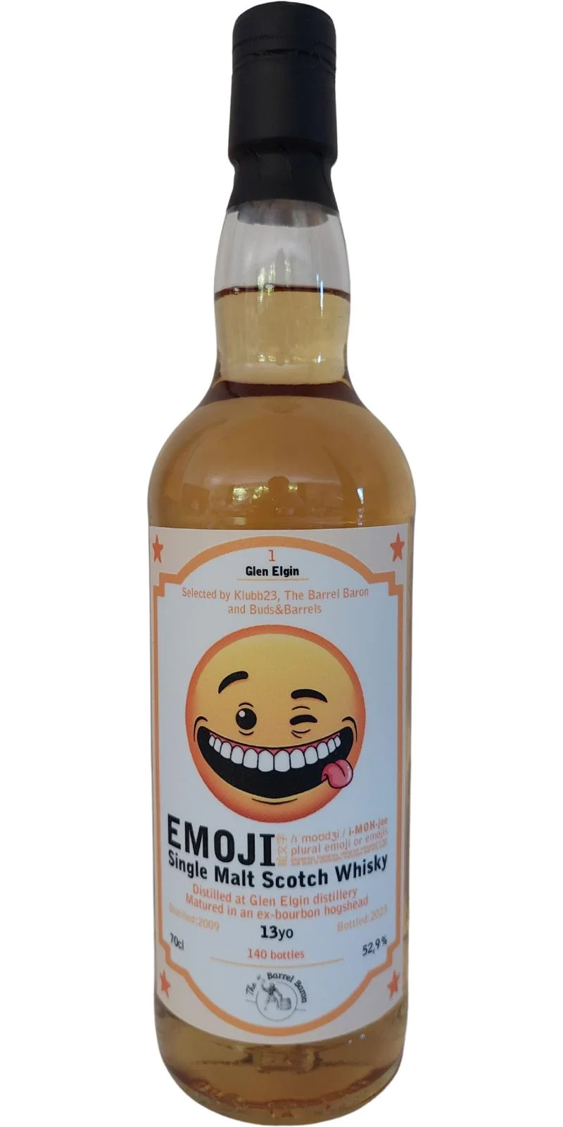 Glen Elgin 2009 The Barrel Baron Emojis 13 Year Old Scotch Whisky | 700ML - Whiskey