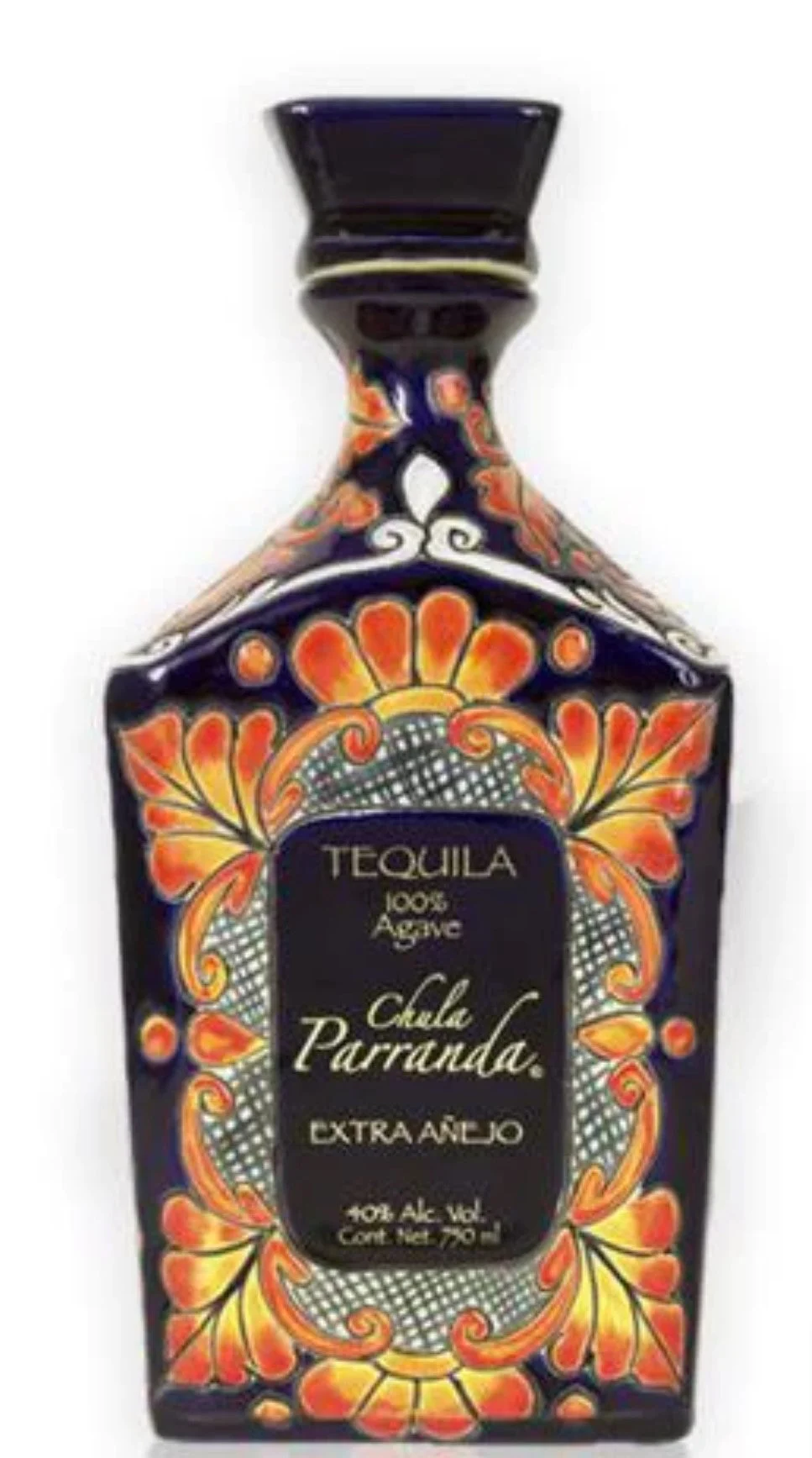 Chula Parranda Extra Anejo Artesanal Ceramic Blue - Tequila