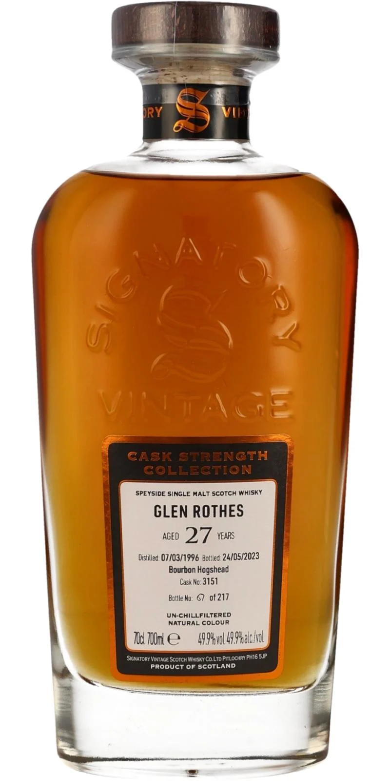 Glenrothes Signatory Vintage Cask Strength 1996 Whisky de 27 años | 700ML
