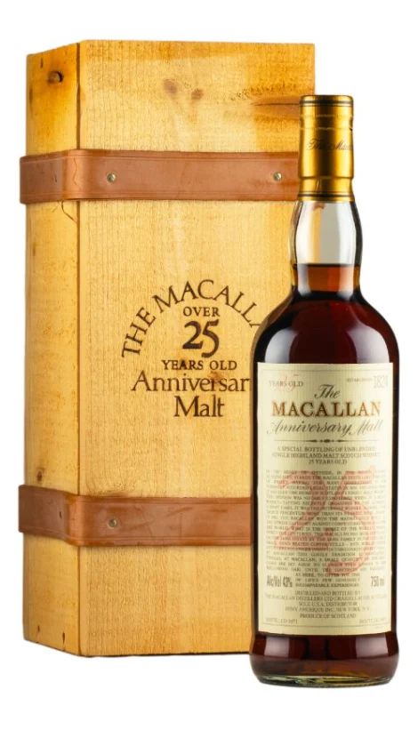 Macallan 25 Year Old Anniversary Malt 1971 Single Malt Scotch Whisky - Whiskey