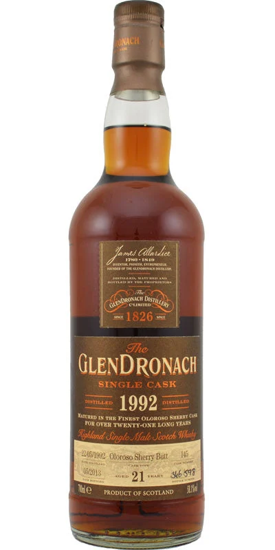 GlenDronach 21 Year Old Single Cask #188 Oloroso Sherry Butt Scotch Whisky - Whiskey