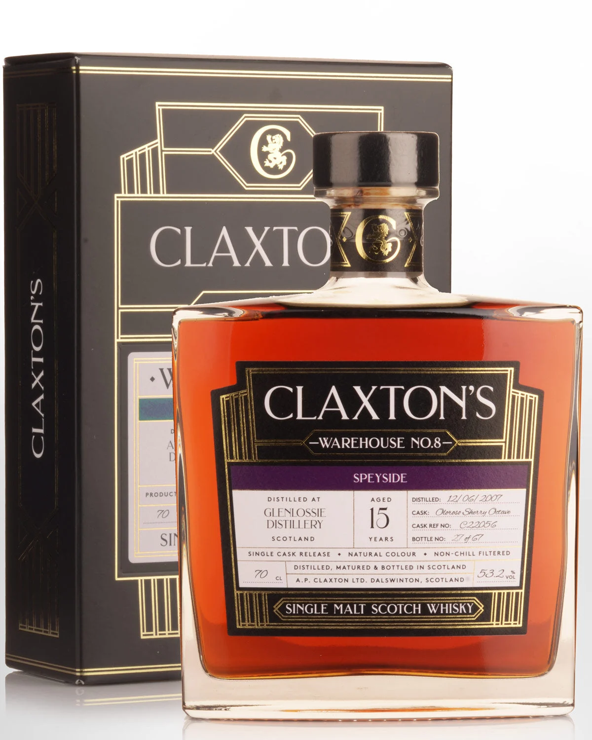 Glenlossie 2007 Claxton's Warehouse No. 8 (15 Year Old) Single Malt Scotch Whisky | 700ML - Whiskey