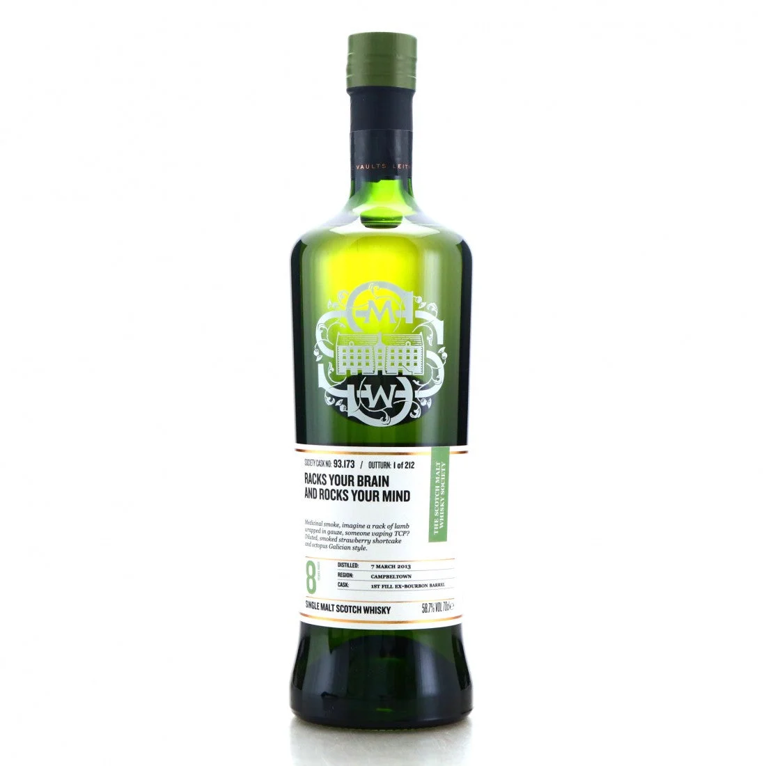Glen Scotia 2013 SMWS 93.173 Racks Your Brain and Rocks Your Mind 8 Year Old 2021 Release (Cask #93.173) Single Malt Scotch Whisky | 700ML