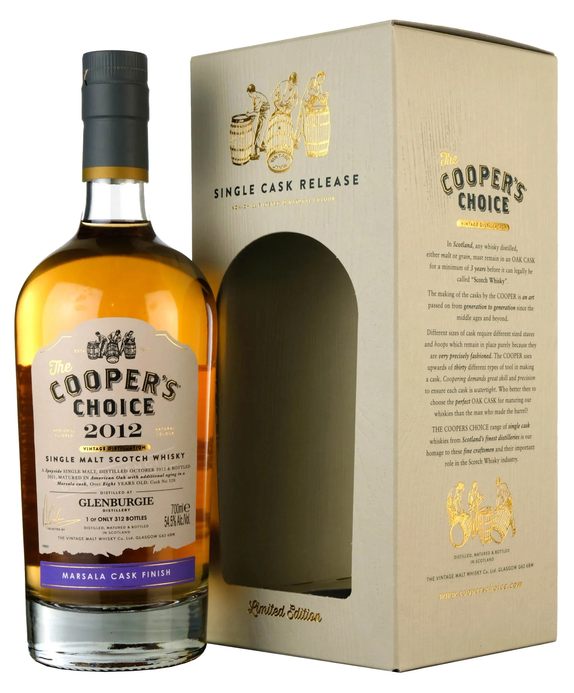 Glenburgie 2012 VM The Cooper's Choice 8 Year Old 2021 Release (Cask #128) Single Malt Scotch Whisky | 700ML - Whiskey