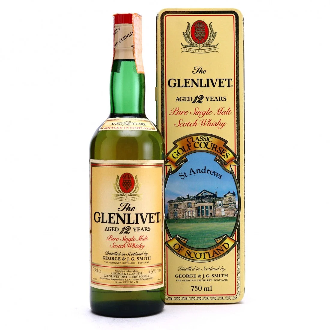 The Glenlivet 12 Year Old Classic Golf Courses of Scotland (St Andrews) 1980s Scotch Whisky - Whiskey