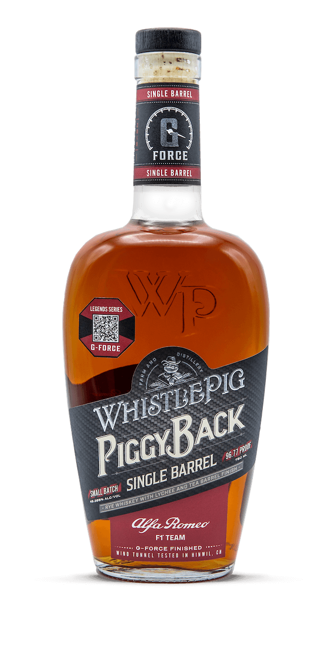 WhistlePig PiggyBack 6 Year Old Rye Alfa Romeo F1 Team Barrel Legend's Series G-Force Whiskey