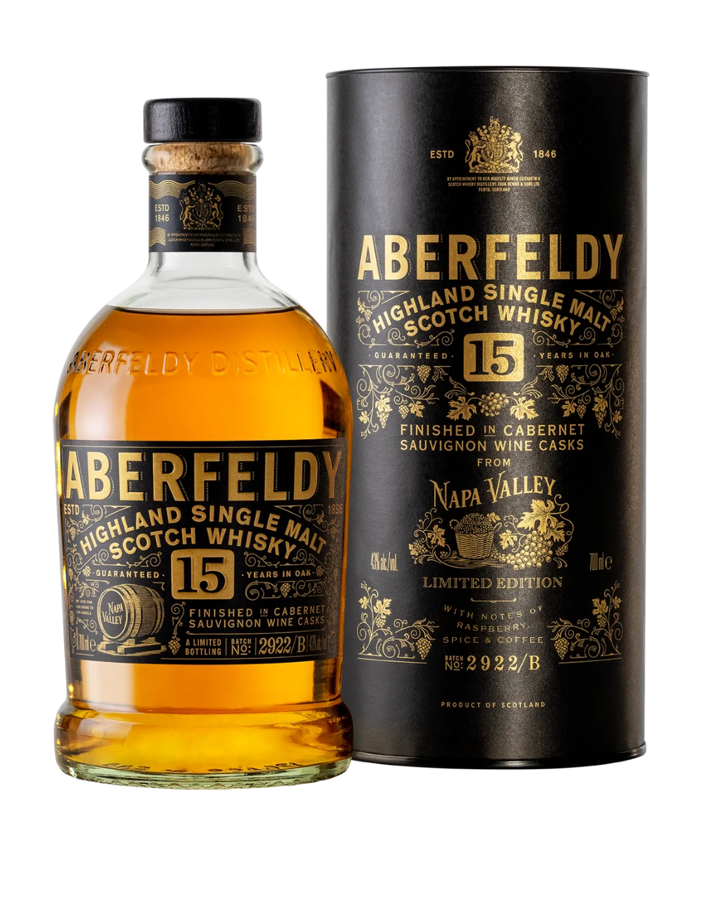 Aberfeldy 15-Year-Old Limited Edition Finished in Napa Valley Cabernet Sauvignon Casks Single Malt Scotch Whisky