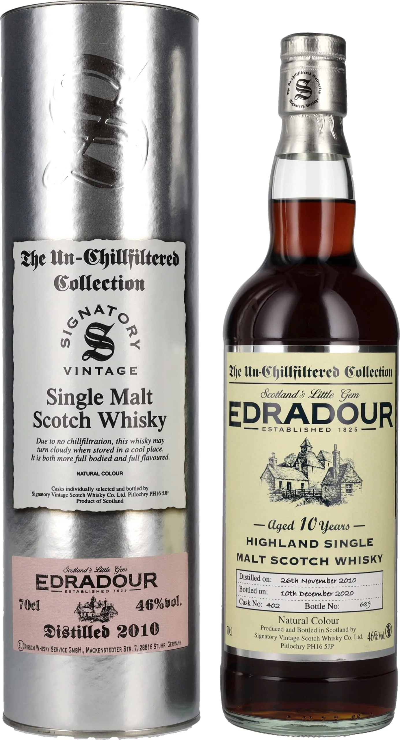 Edradour 10 años (D.2010, B.2020) No. de barrica: 402 Whisky escocés añejo signatario | 700ML