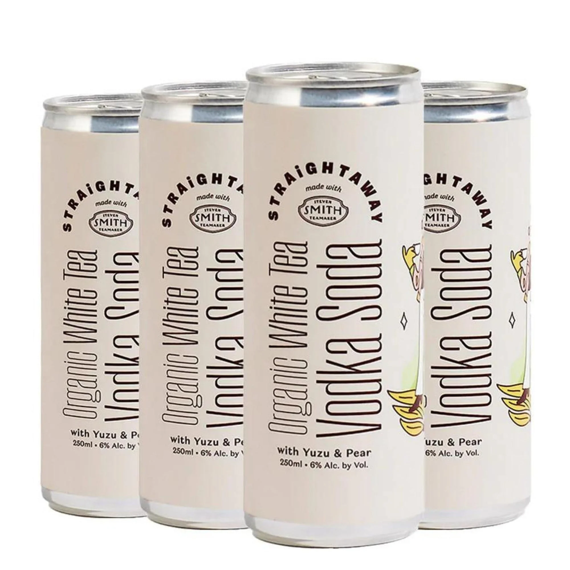 Straightaway Organic White Tea Vodka Soda With Yuzu & Pear Cocktail | 4*250ML