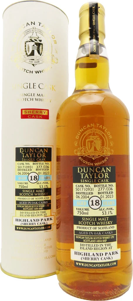 Duncan Taylor Highland Park 18 year old Cask Strength ex Sherry Cask # 501710931 (2004) Scotch Whisky - Whiskey