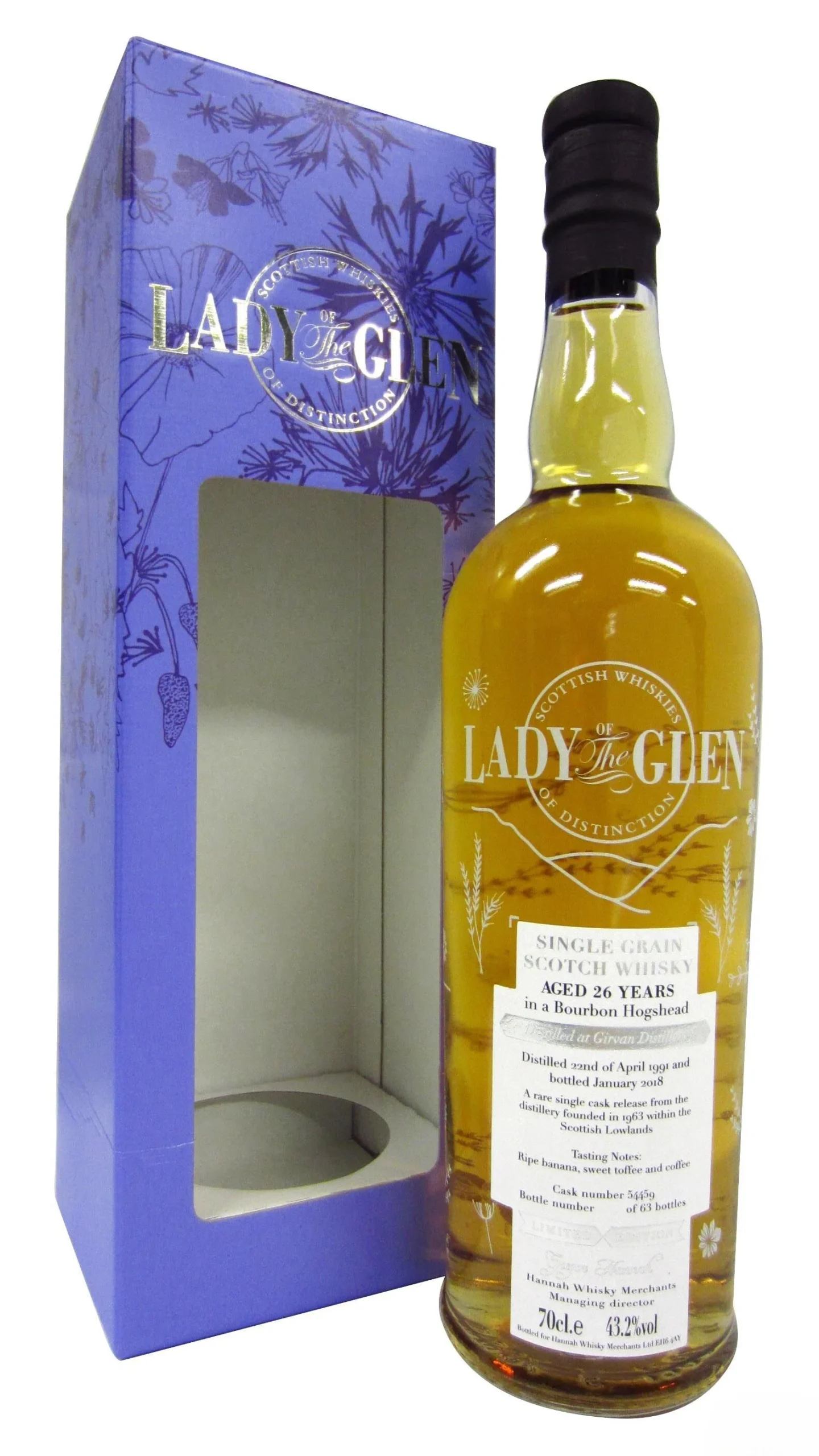 Girvan 1991 (Lady of the Glen) Limited Edition (Cask #54459) 27 Year Old 2018 Release Single Grain Scotch Whisky | 700ML - Whiskey
