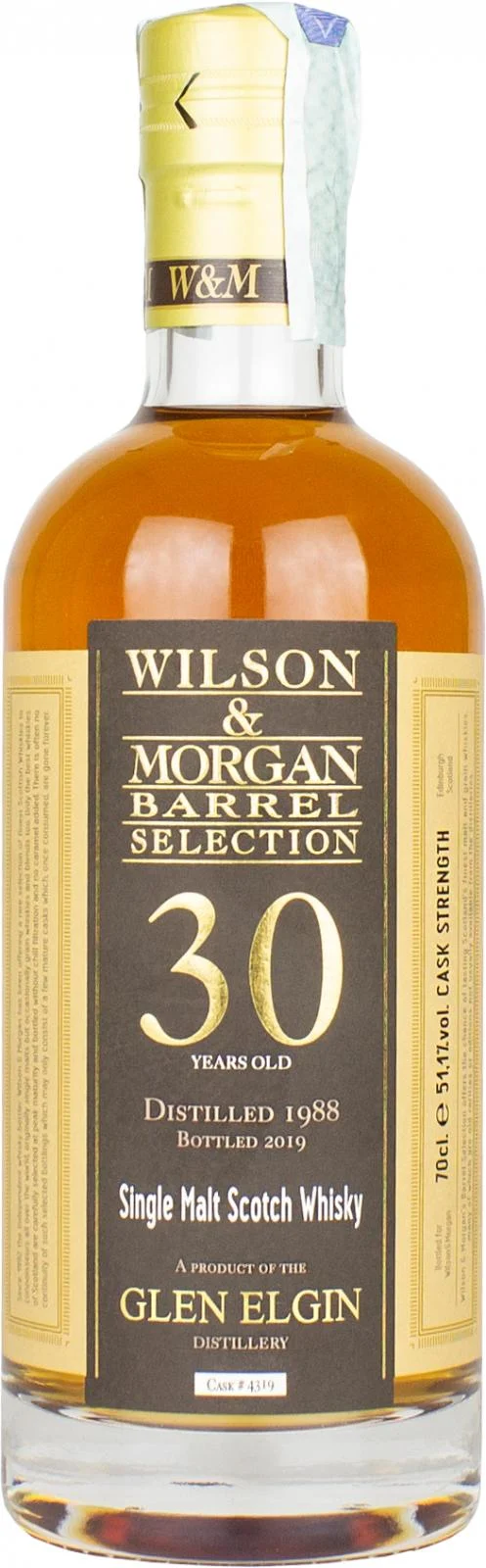 Glen Elgin 1988 (Wilson & Morgan) Barrel Selection 30 Year Old 2019 Release (Cask #4319) Single Malt Scotch Whisky | 700ML - Whiskey