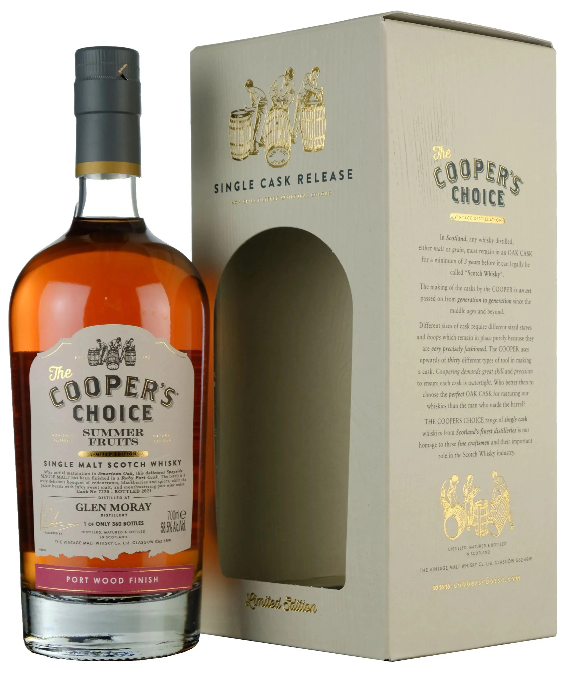 Glen Moray Summer Fruits VM The Cooper's Choice 2021 Release (Cask #7220) Single Malt Scotch Whisky | 700ML - Whiskey