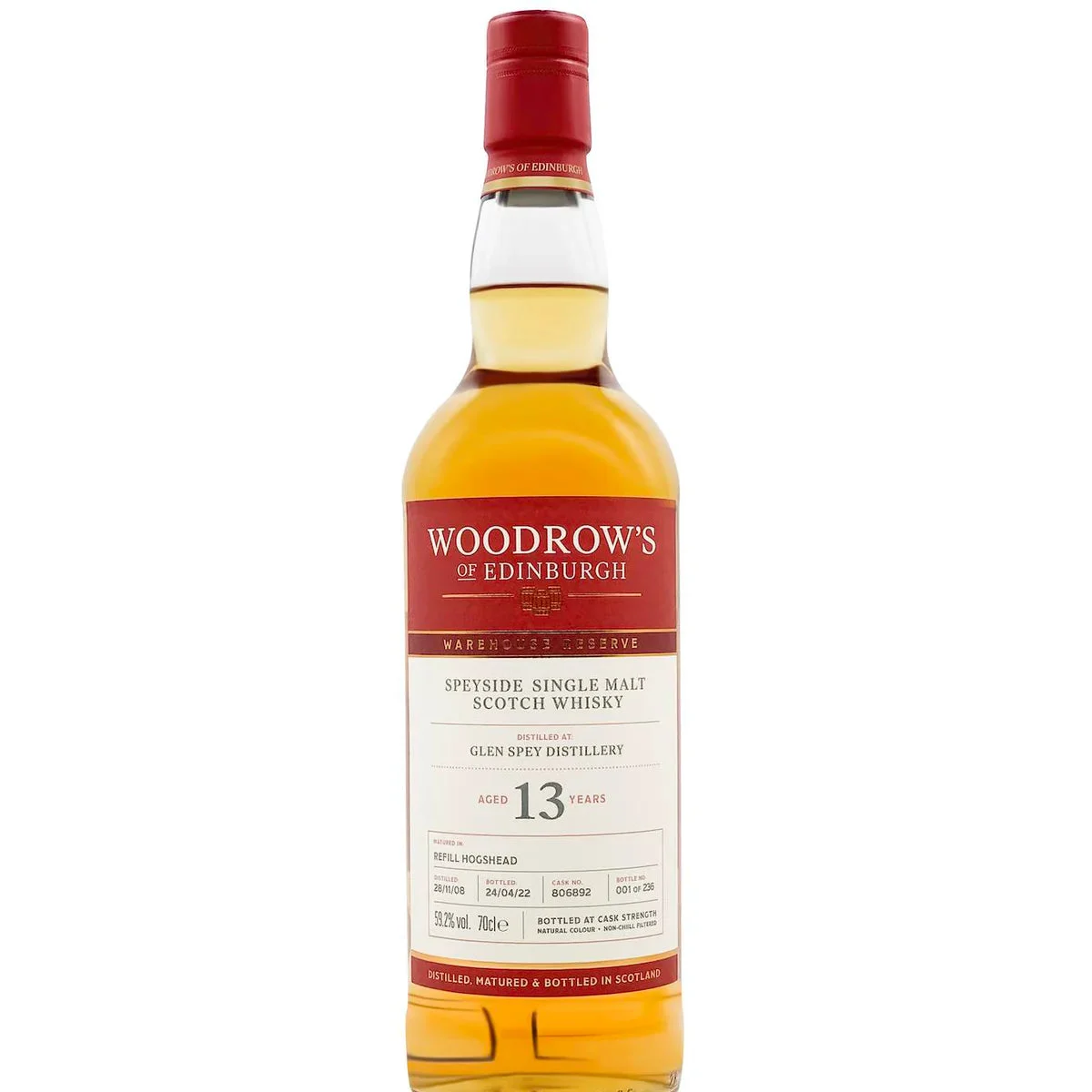 Glen Spey 2008 Woodrow's of Edinburgh Warehouse Reserve (13 Year Old) Single Malt Scotch Whisky | 700ML - Whiskey