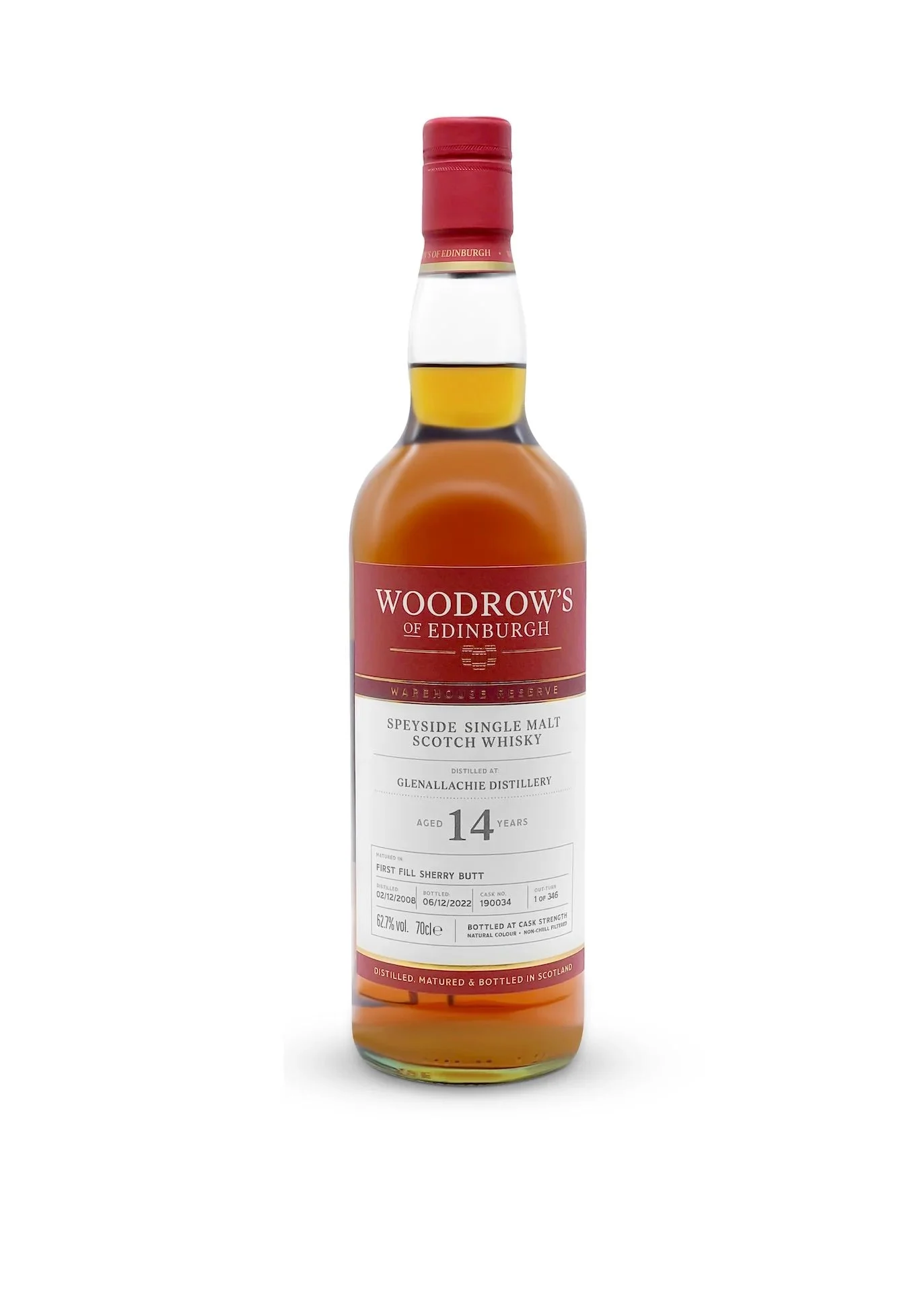 Glenallachie 2008 Woodrow's of Edinburgh Warehouse Reserve (14 Year Old) Speside Single Malt Scotch Whisky | 700ML - Whiskey